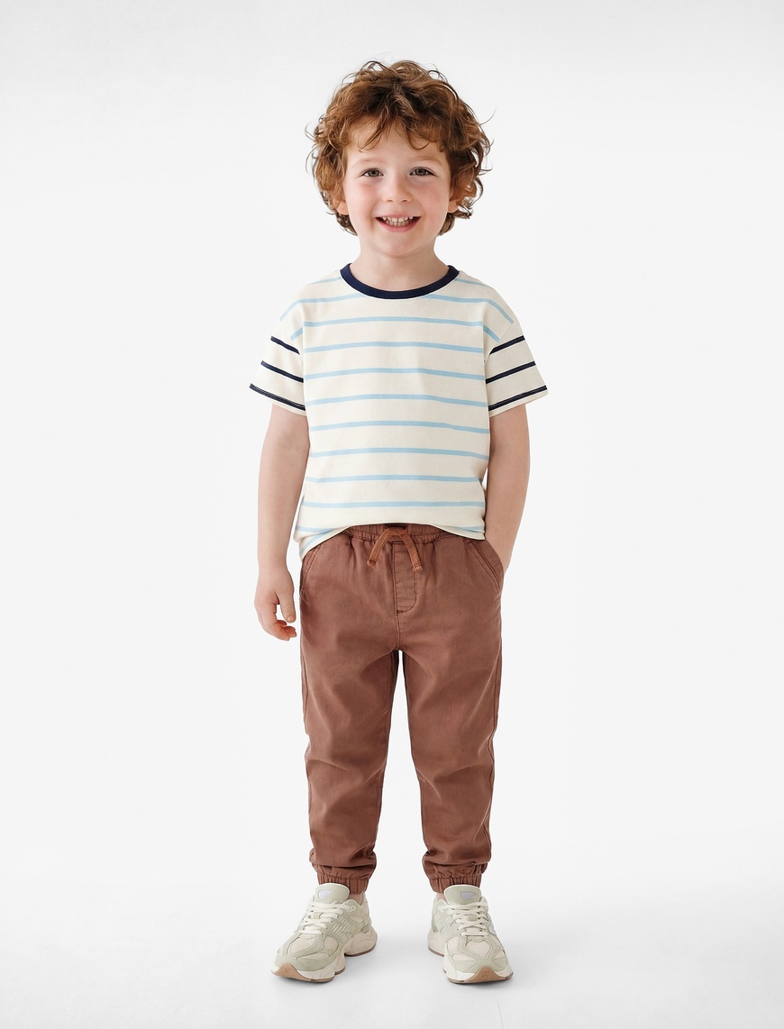 Koton Erkek Bebek Pamuklu Beli Bağcıklı Gabardin Jogger Pantolon