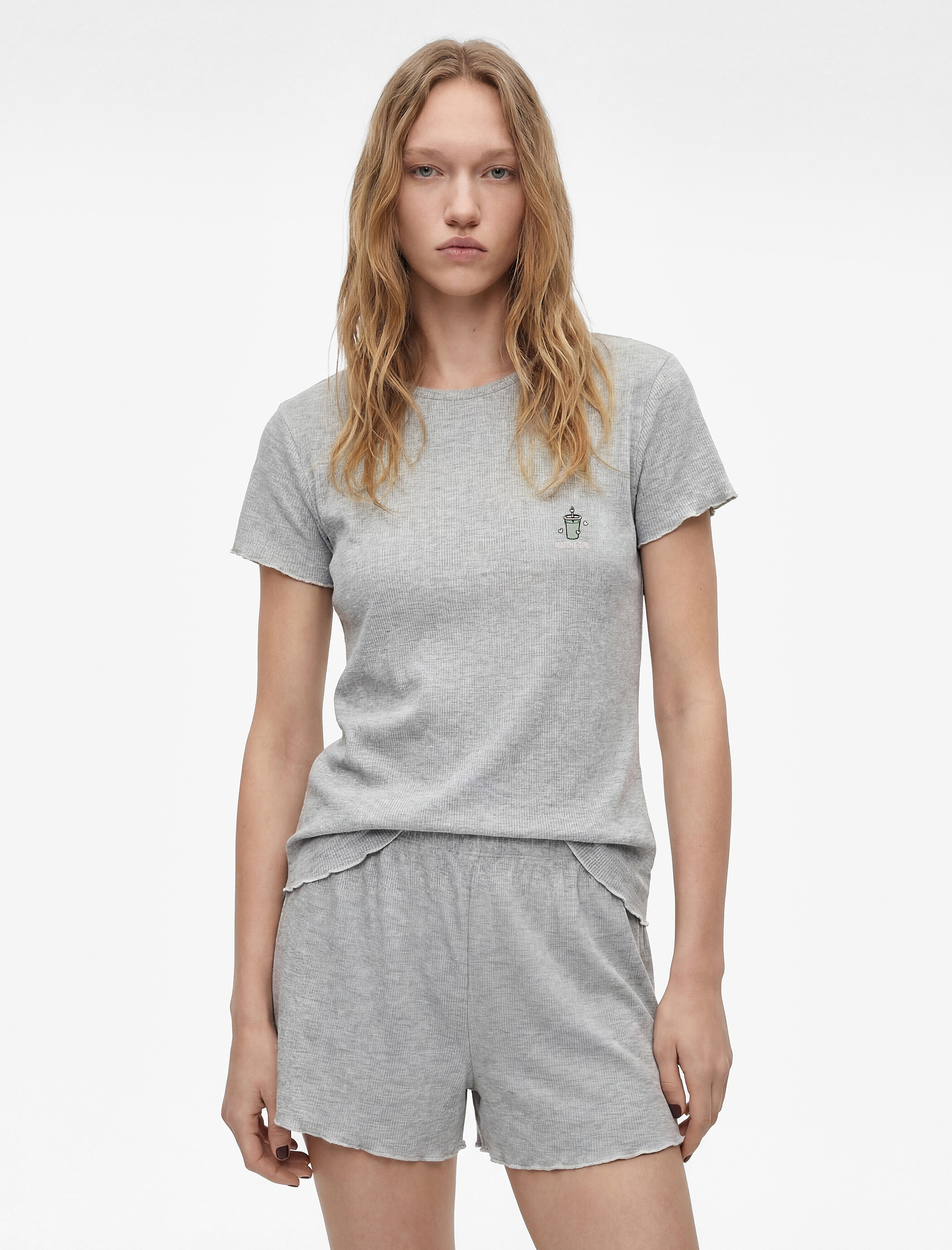   Kısa Kollu Viskon Karışımlı Rahat Kalıp Pijama Takımı - 2'li Set