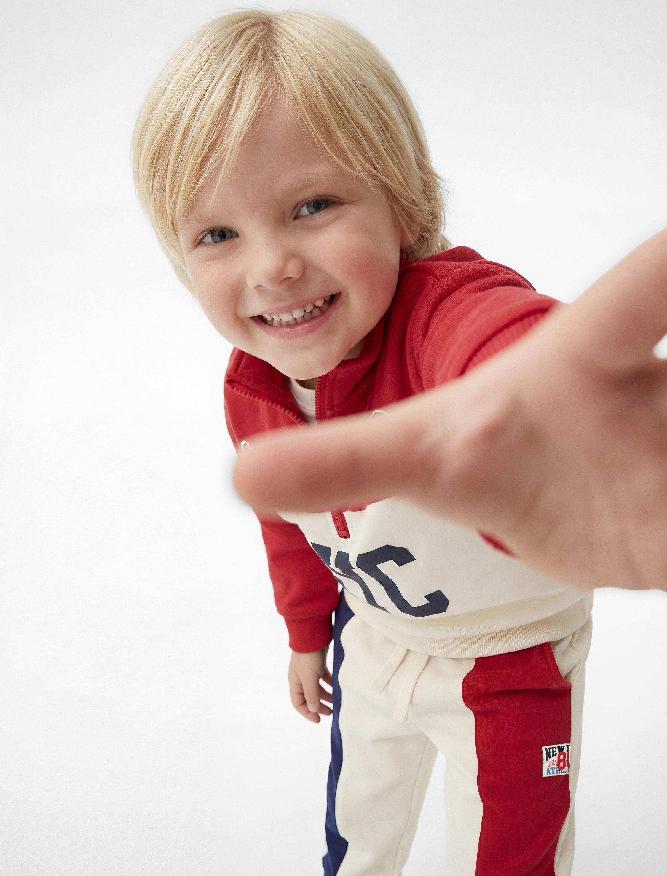  Erkek Bebek Renk Bloklu Yarım Fermuarlı Uzun Kollu Dik Yaka Sweatshirt