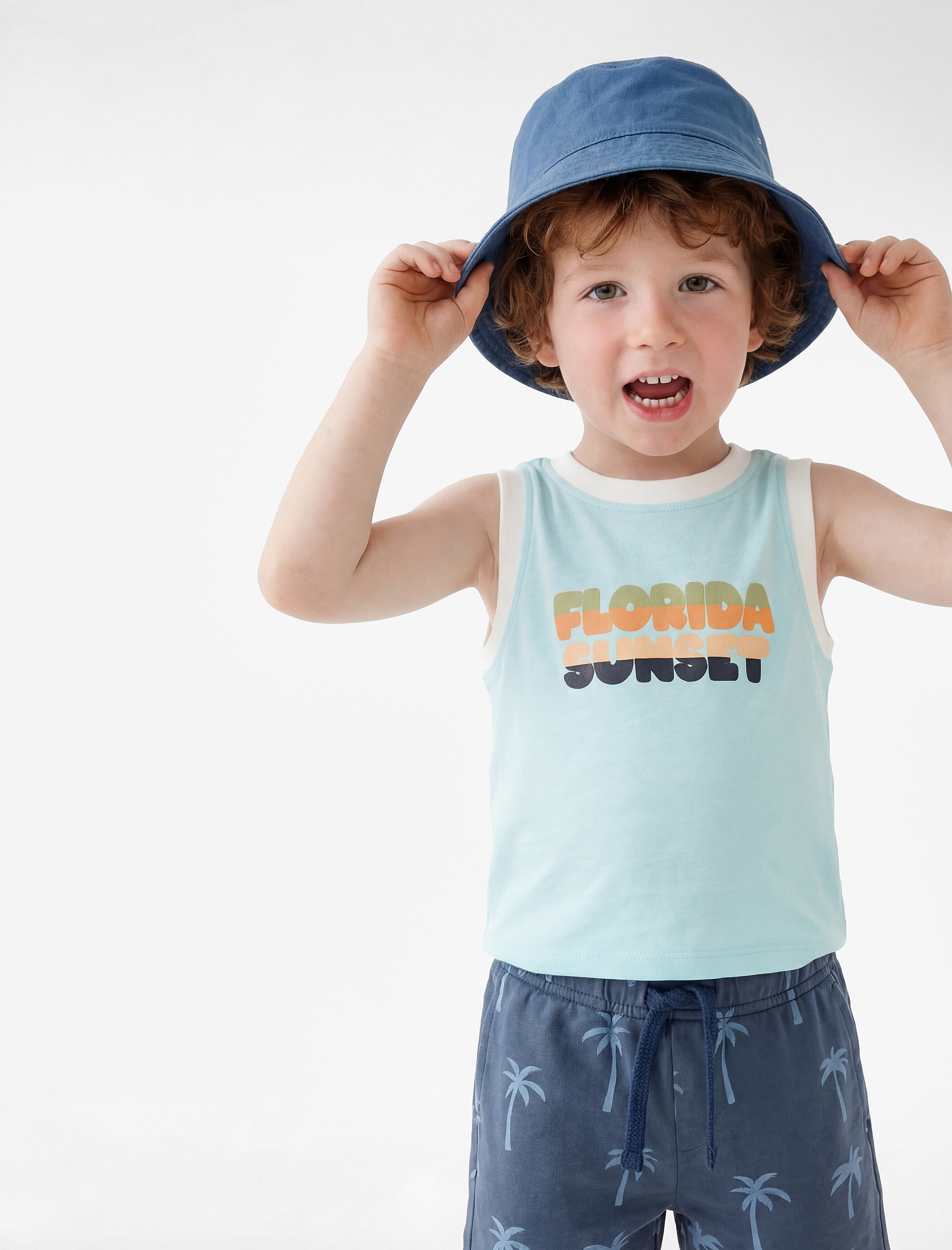  Erkek Bebek Baskılı Bisiklet Yaka Kolsuz Pamuklu Atlet