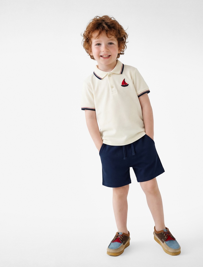 Erkek Bebek Pamuklu Cep Detaylı Beli Lastikli Basic Şort