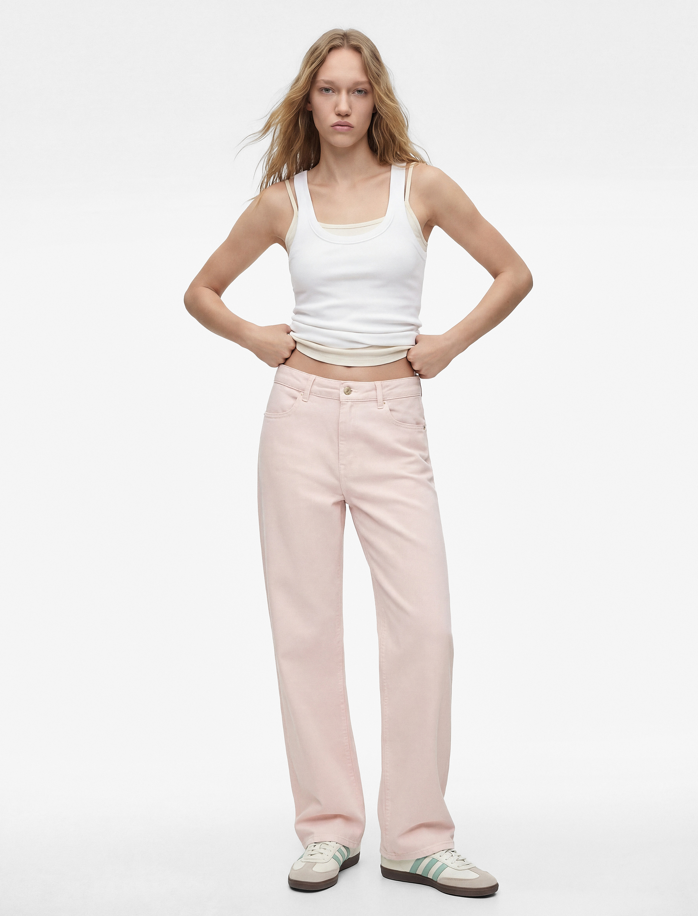   Normal Bel Dar Kalıp Pamuklu Düğmeli Kısa İspanyol Paça Pantolon -  Kick Flare Jeans