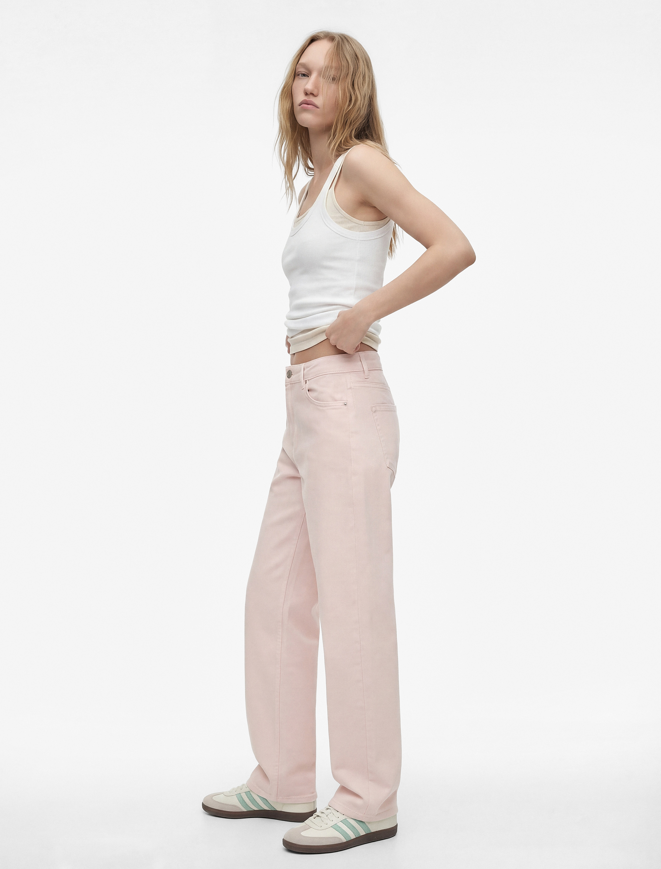   Normal Bel Dar Kalıp Pamuklu Düğmeli Kısa İspanyol Paça Pantolon -  Kick Flare Jeans
