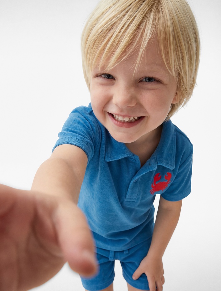 Erkek Bebek Pamuklu Beli Bağlamalı Havlu Şort