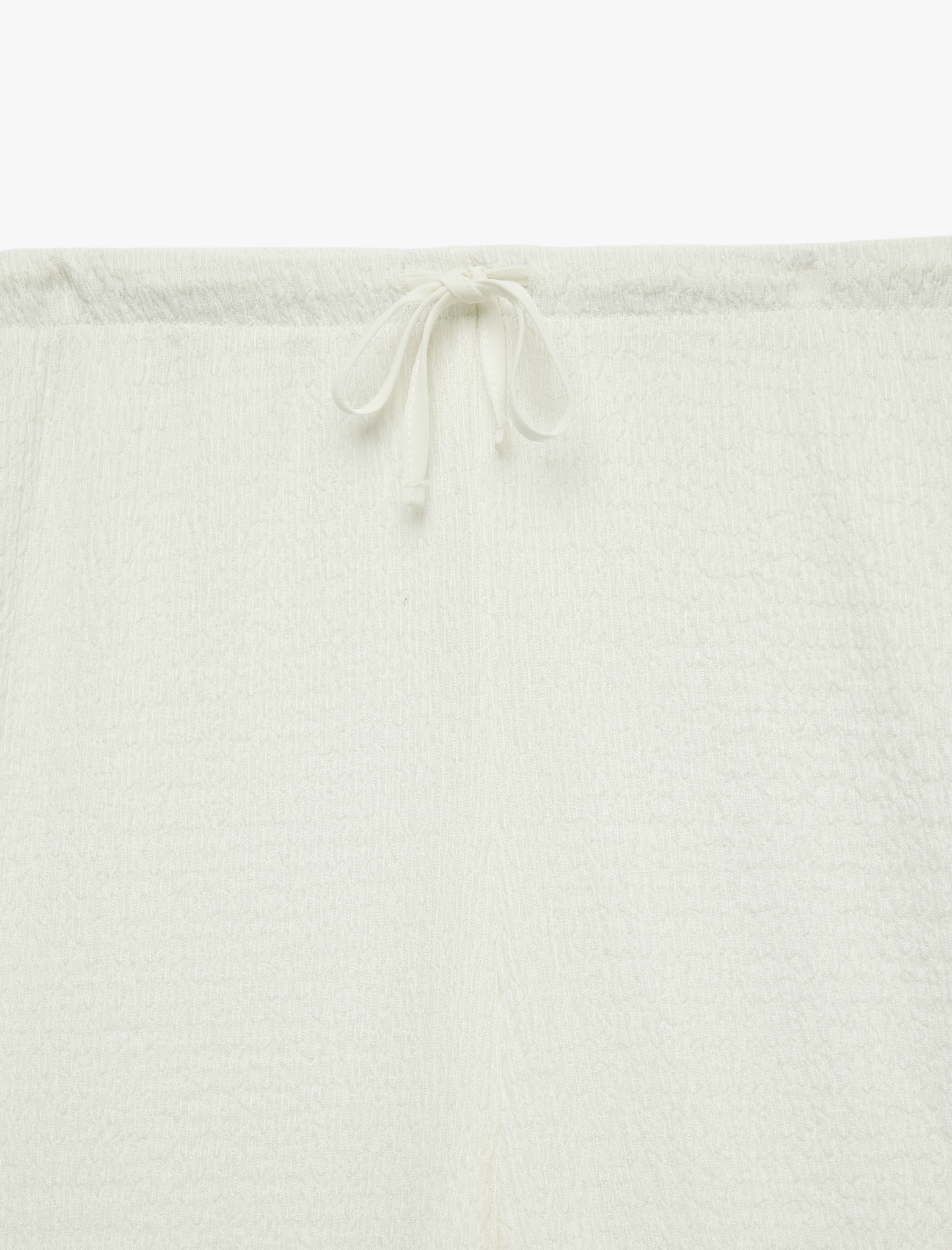 Beli Bağcıklı Bürümcük Kumaş Geniş Paça Pantolon - Görsel 5