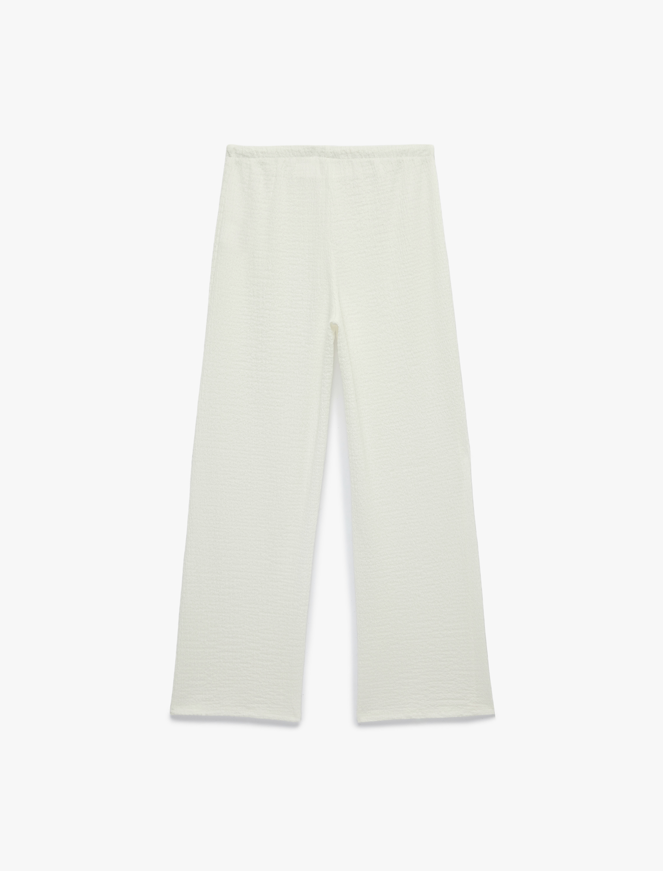 Beli Bağcıklı Bürümcük Kumaş Geniş Paça Pantolon - Görsel 4