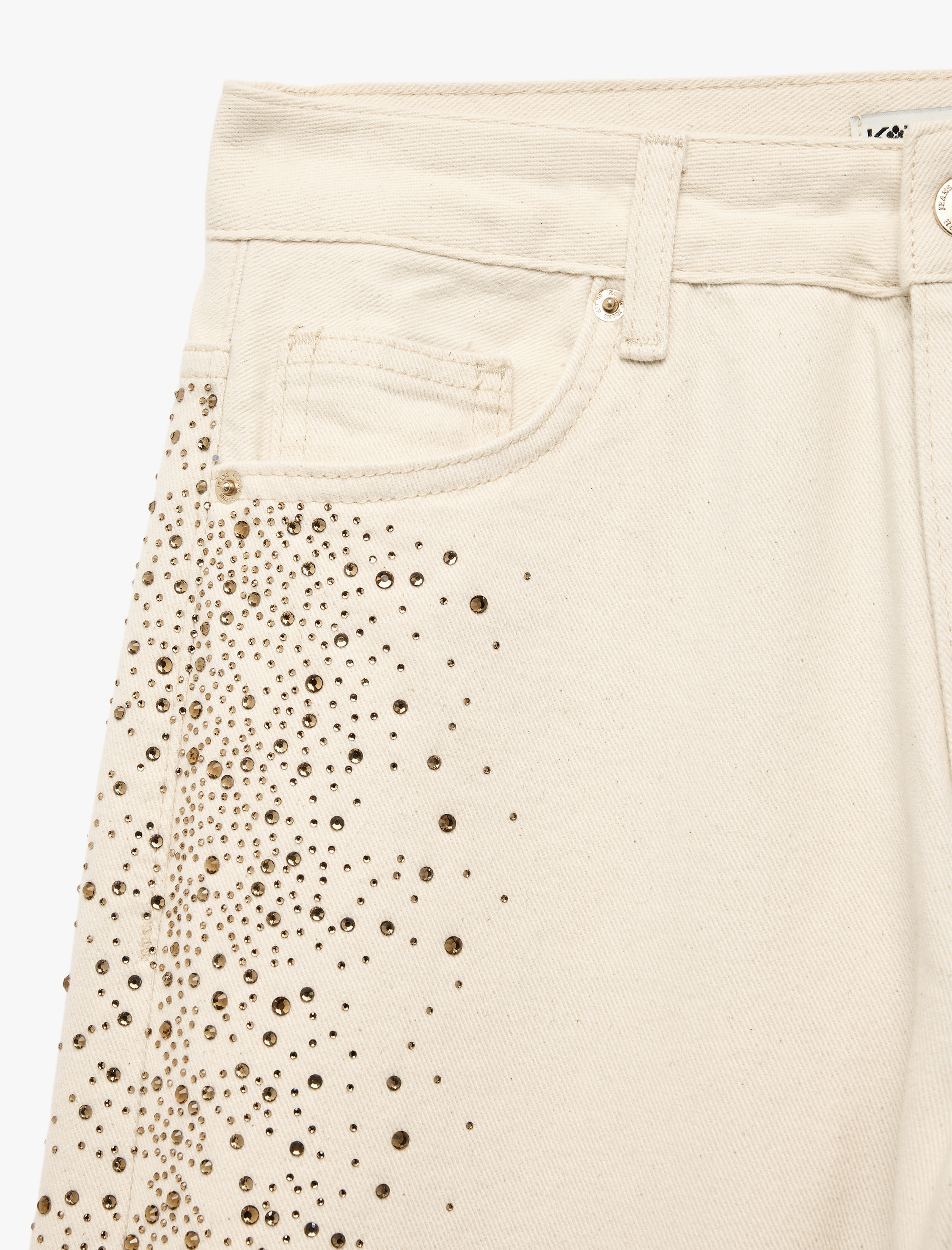 Cepli Taş Detaylı Geniş Paça Denim Pantolon - Wide Leg Jeans - Görsel 7