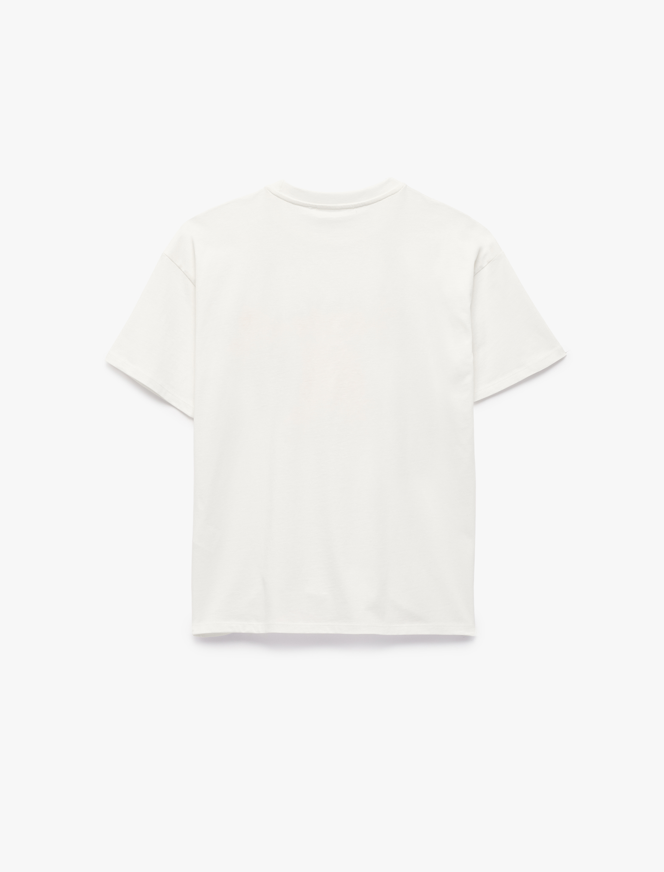 Kısa Kollu Bisiklet Yaka Çilek Baskılı Rahat Kalıp Pamuklu Tişört - Görsel 4