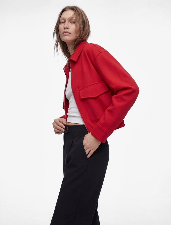  Viskon Karışımlı Pile Detaylı Cepli Kumaş Pantolon