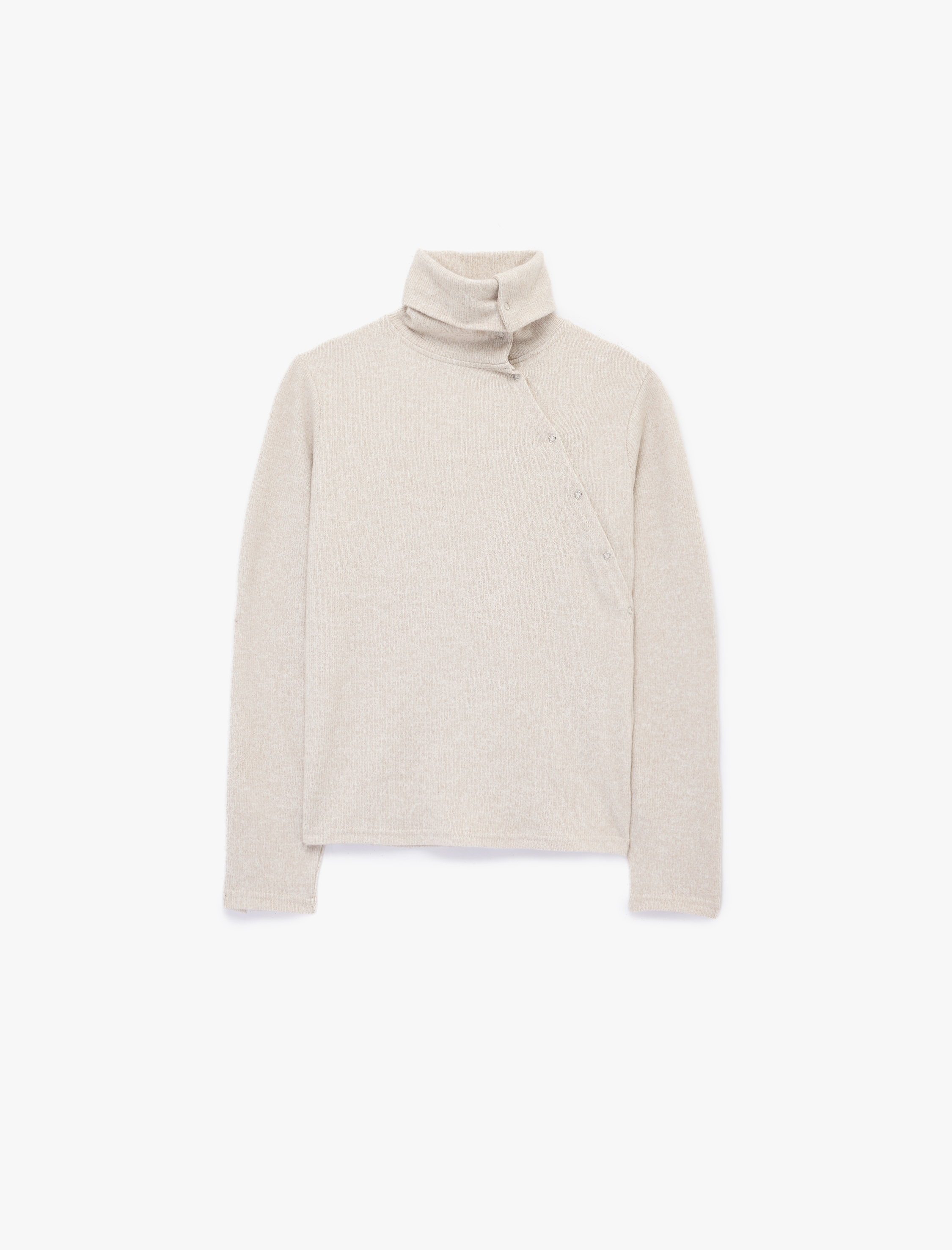   Slim Fit Yumuşak Dokulu Uzun Kollu Düğme Detaylı Dik Yaka Sweatshirt