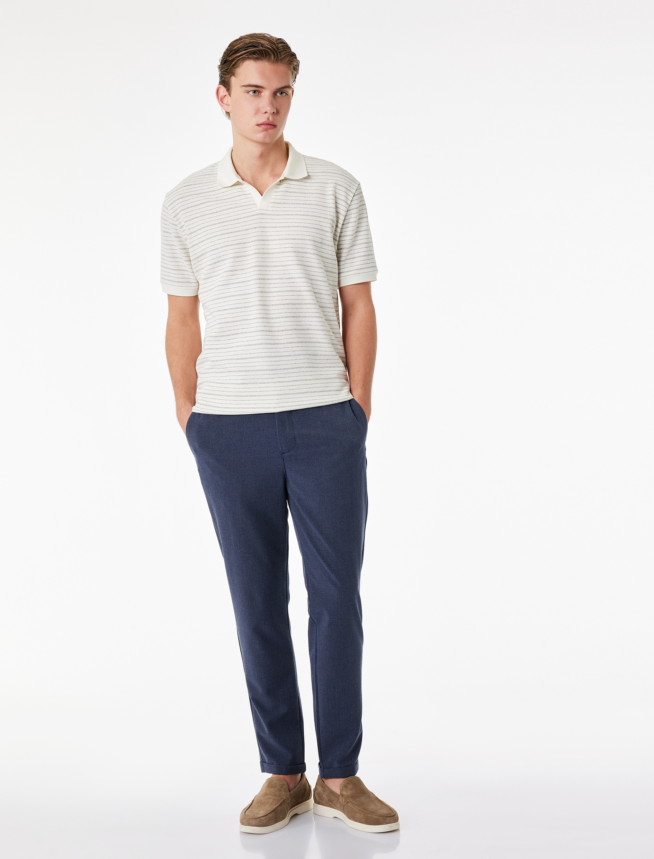 Duble Paça Cepli Viskon Karışımlı Beli Bağcıklı Düğmeli Kumaş Pantolon