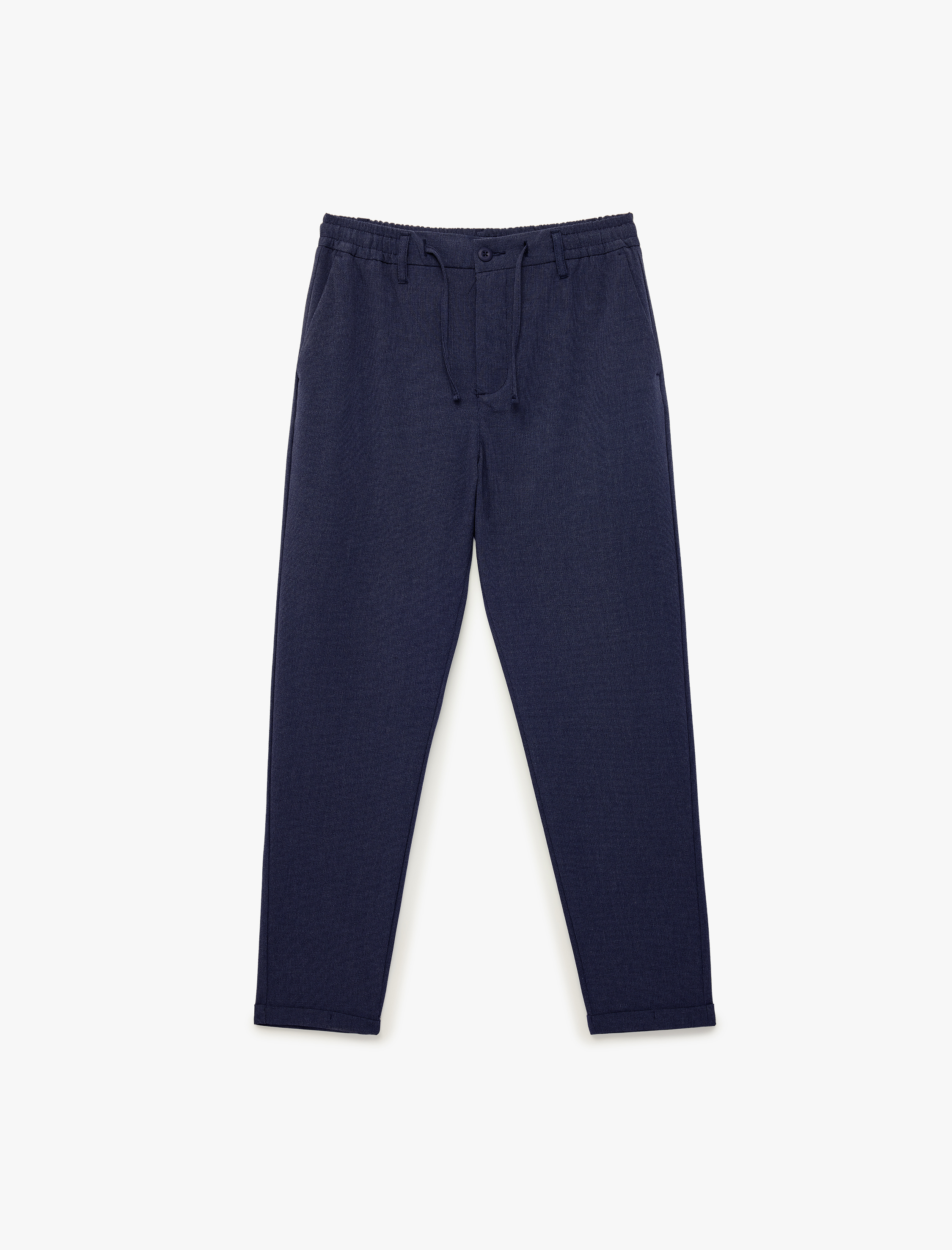 Duble Paça Cepli Viskon Karışımlı Beli Bağcıklı Düğmeli Kumaş Pantolon - Görsel 3