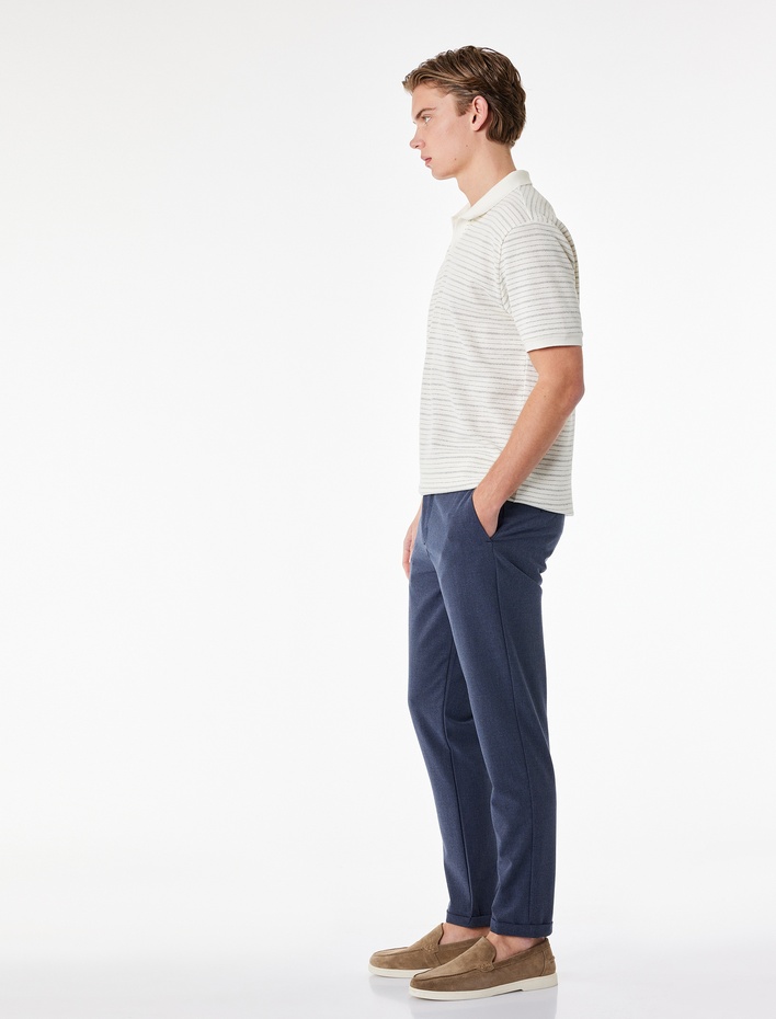  Duble Paça Cepli Viskon Karışımlı Beli Bağcıklı Düğmeli Kumaş Pantolon