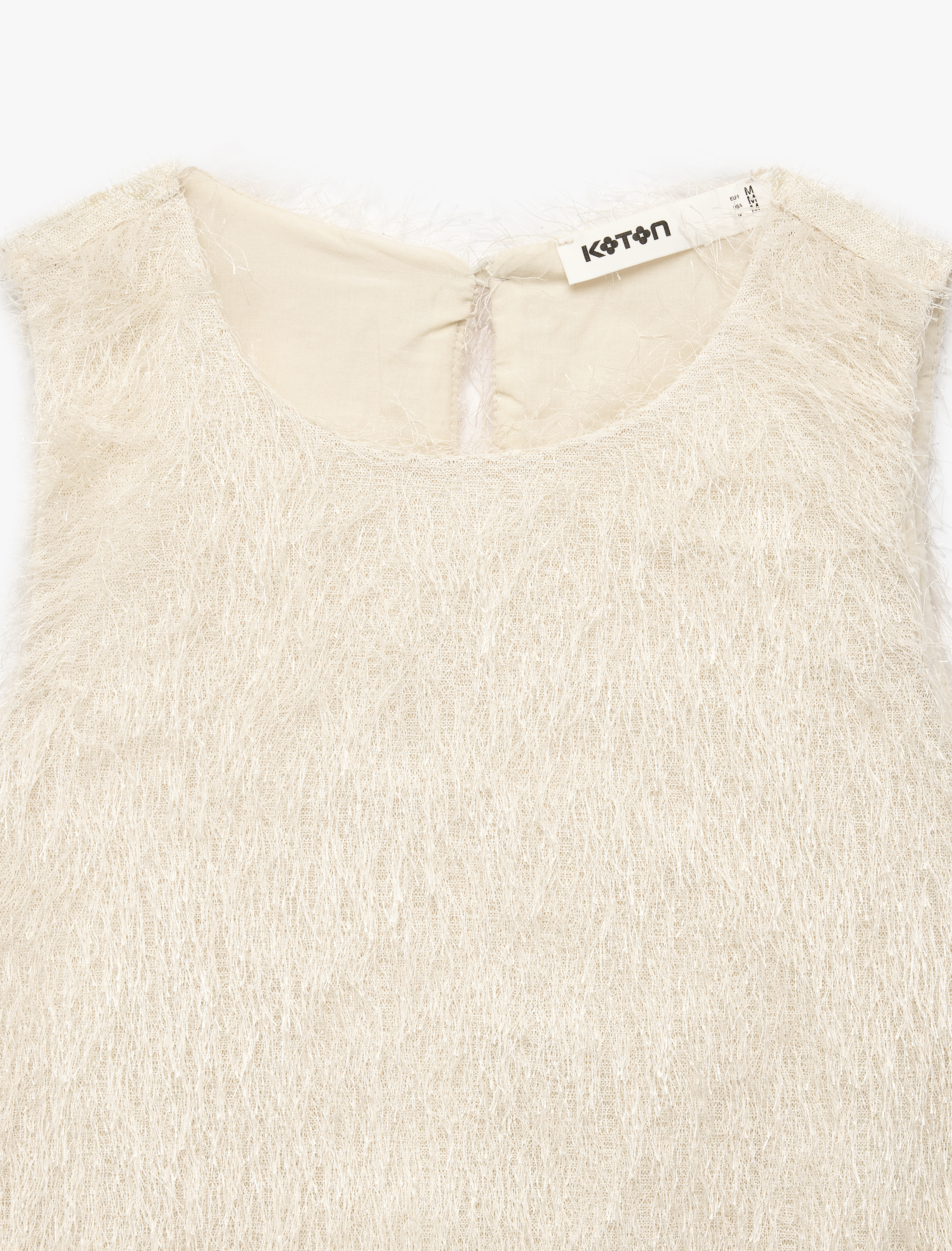   Kolsuz Bisiklet Yaka Püsküllü Crop Bluz