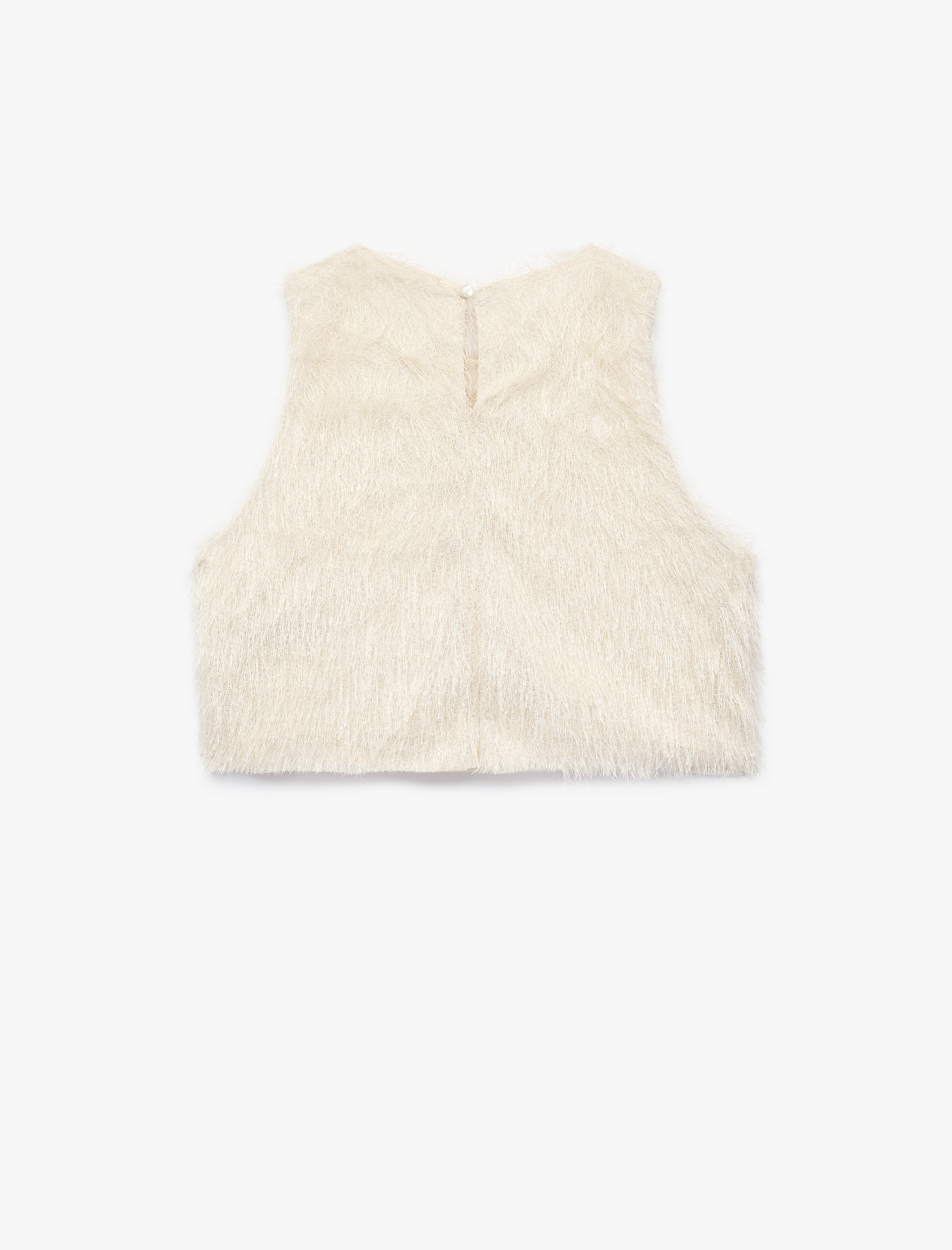   Kolsuz Bisiklet Yaka Püsküllü Crop Bluz