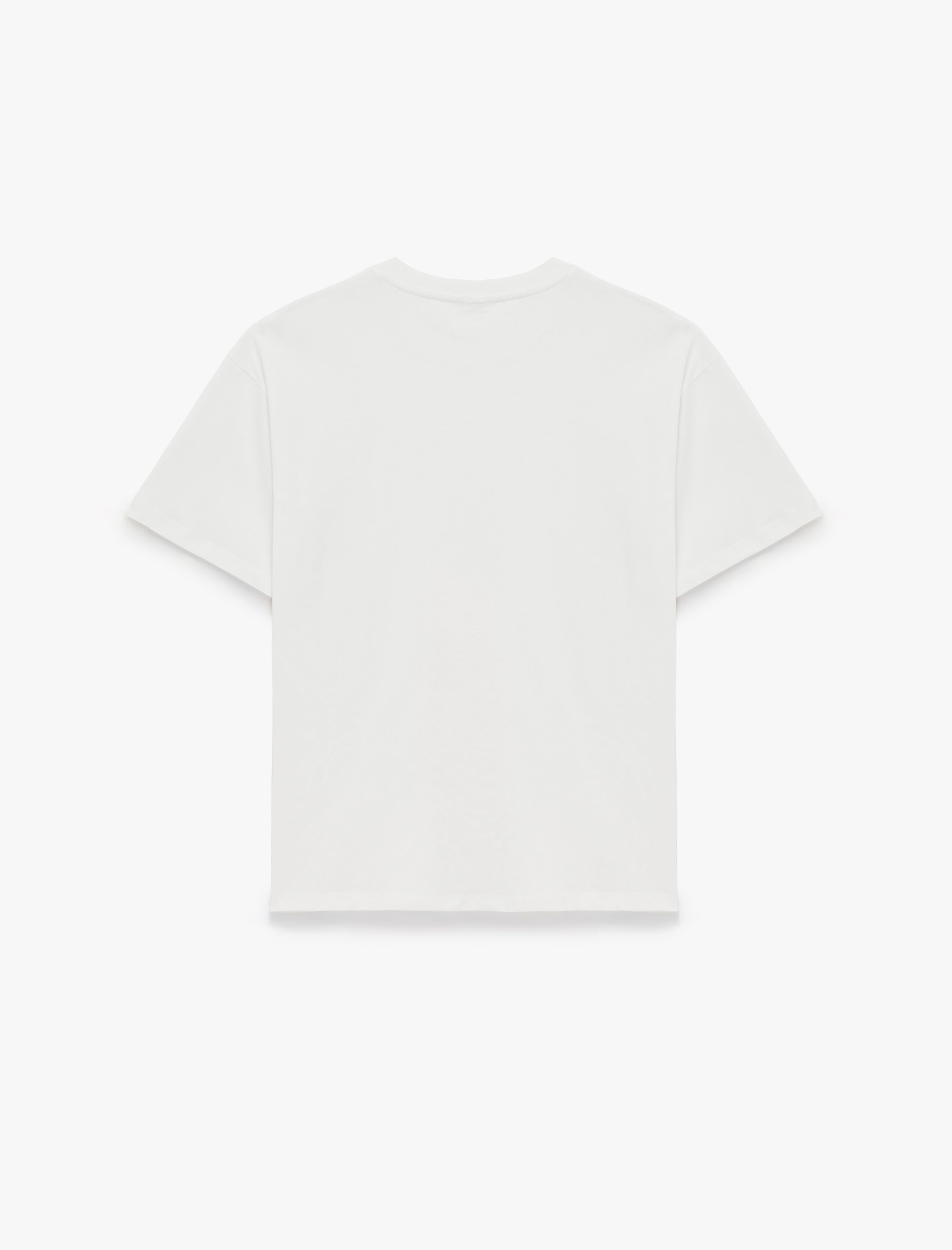 Çiçek Baskılı Bisiklet Yaka Rahat Kalıp Kısa Kollu Pamuklu Tişört - Görsel 4