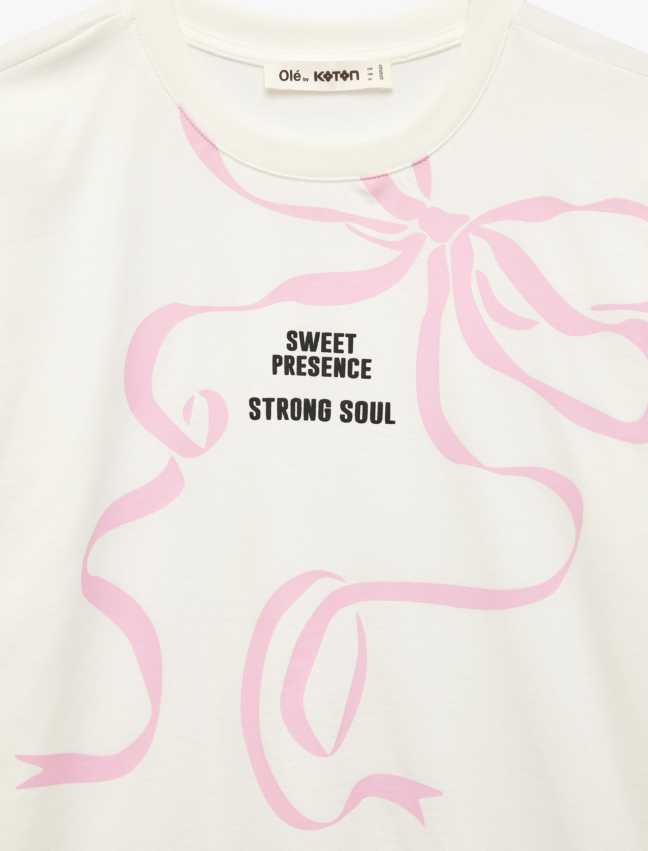 Rahat Kalıp Kısa Kollu Bisiklet Yaka Fiyonk Baskılı Pamuklu Tişört - Görsel 5