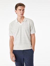 Regular Fit Kısa Kollu Çizgili Polo Yaka Tişört