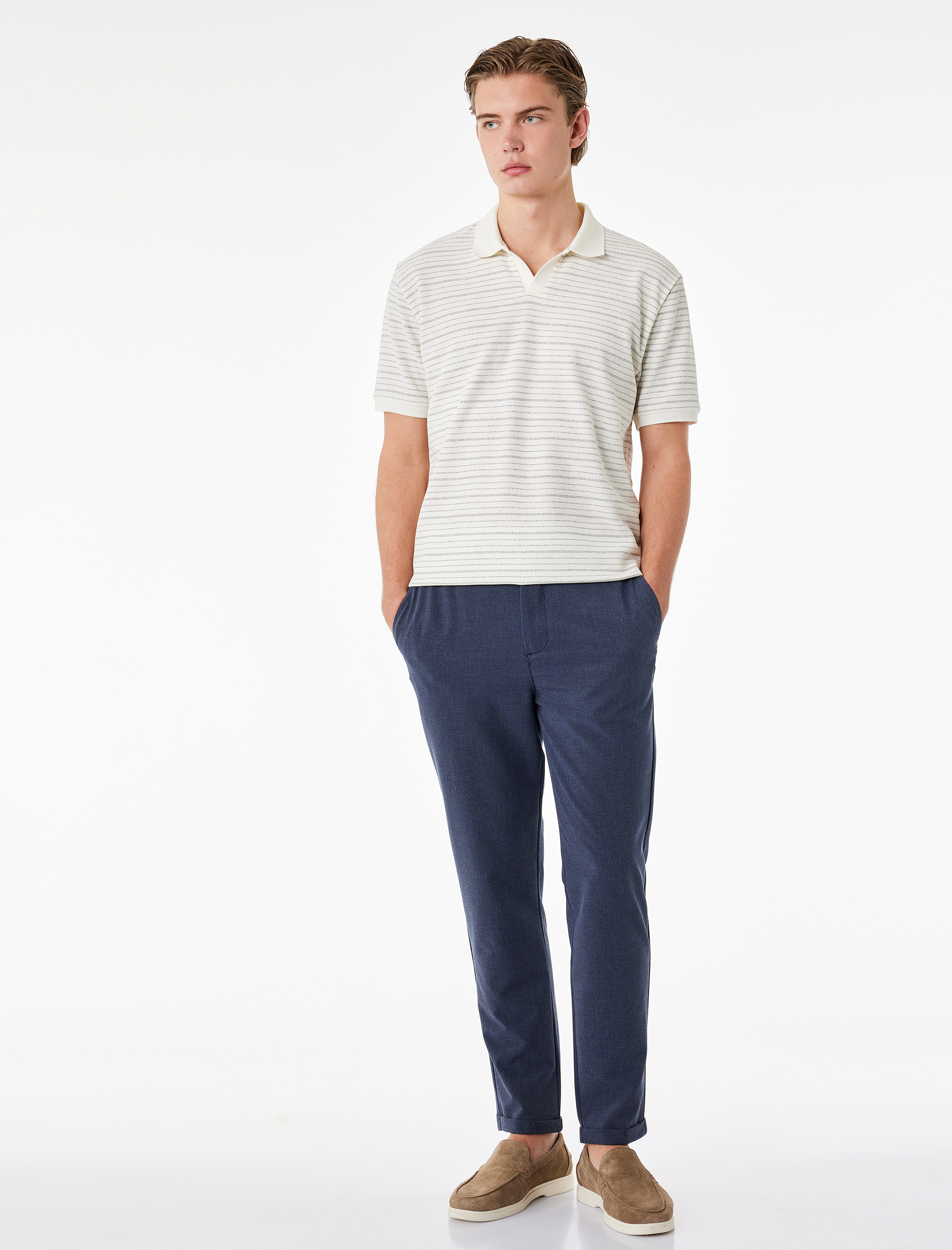   Regular Fit Kısa Kollu Çizgili Polo Yaka Tişört