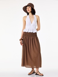 Belden Oturtmalı Gipeli Midi Kloş Etek