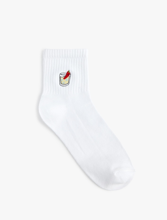 Kadın Çok Renkli Nakışlı Soket Tenis Çorabı