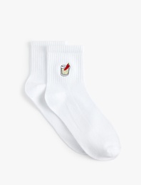 Çok Renkli Nakışlı Soket Tenis Çorabı