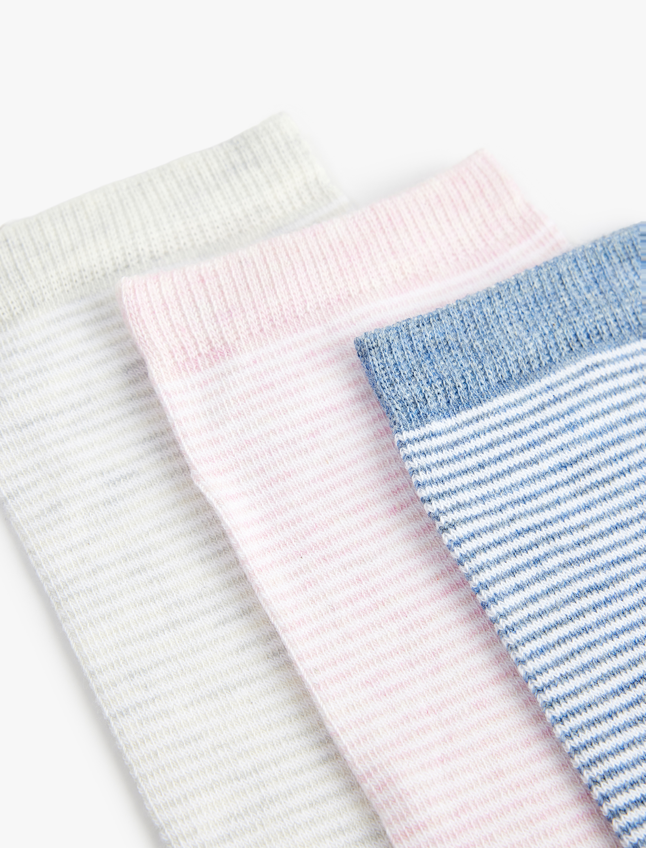  Kadın 3'lü Çizgili Patik Çorap Seti