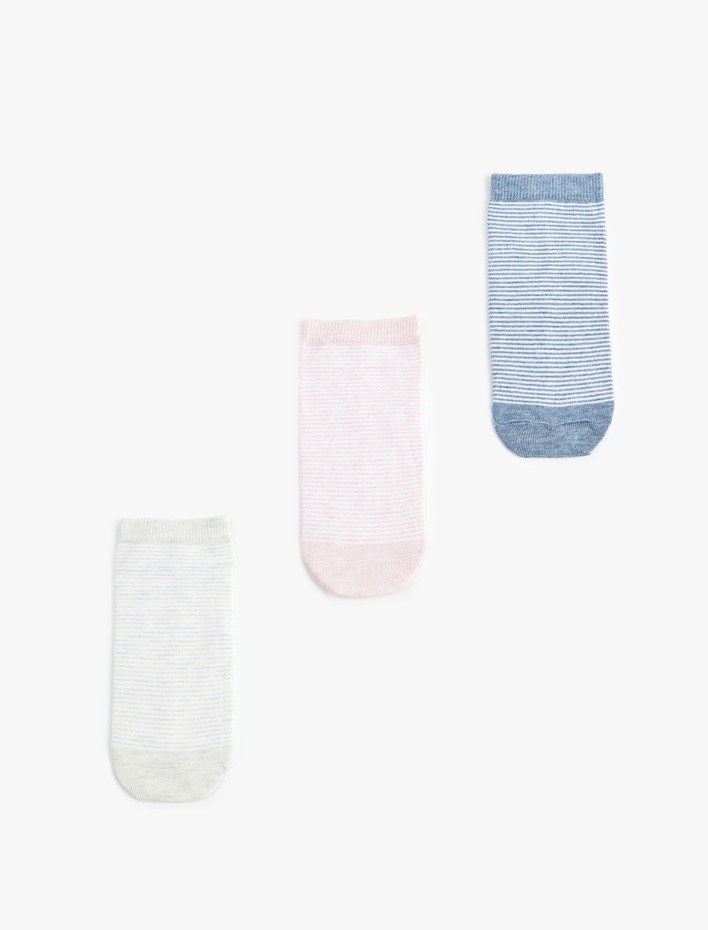 Kadın 3'lü Çizgili Patik Çorap Seti