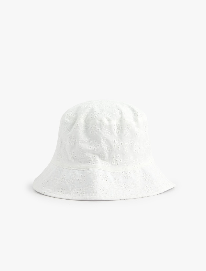 Kadın Pamuklu Brodeli Bucket Şapka