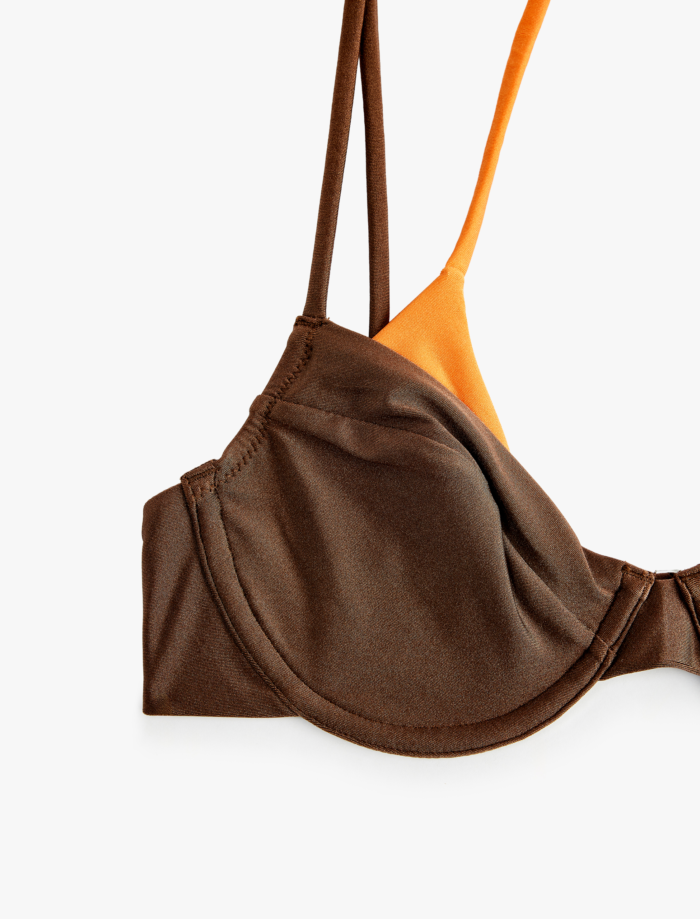   Renk Kontrastlı Katmanlı Balenli Bikini Üstü