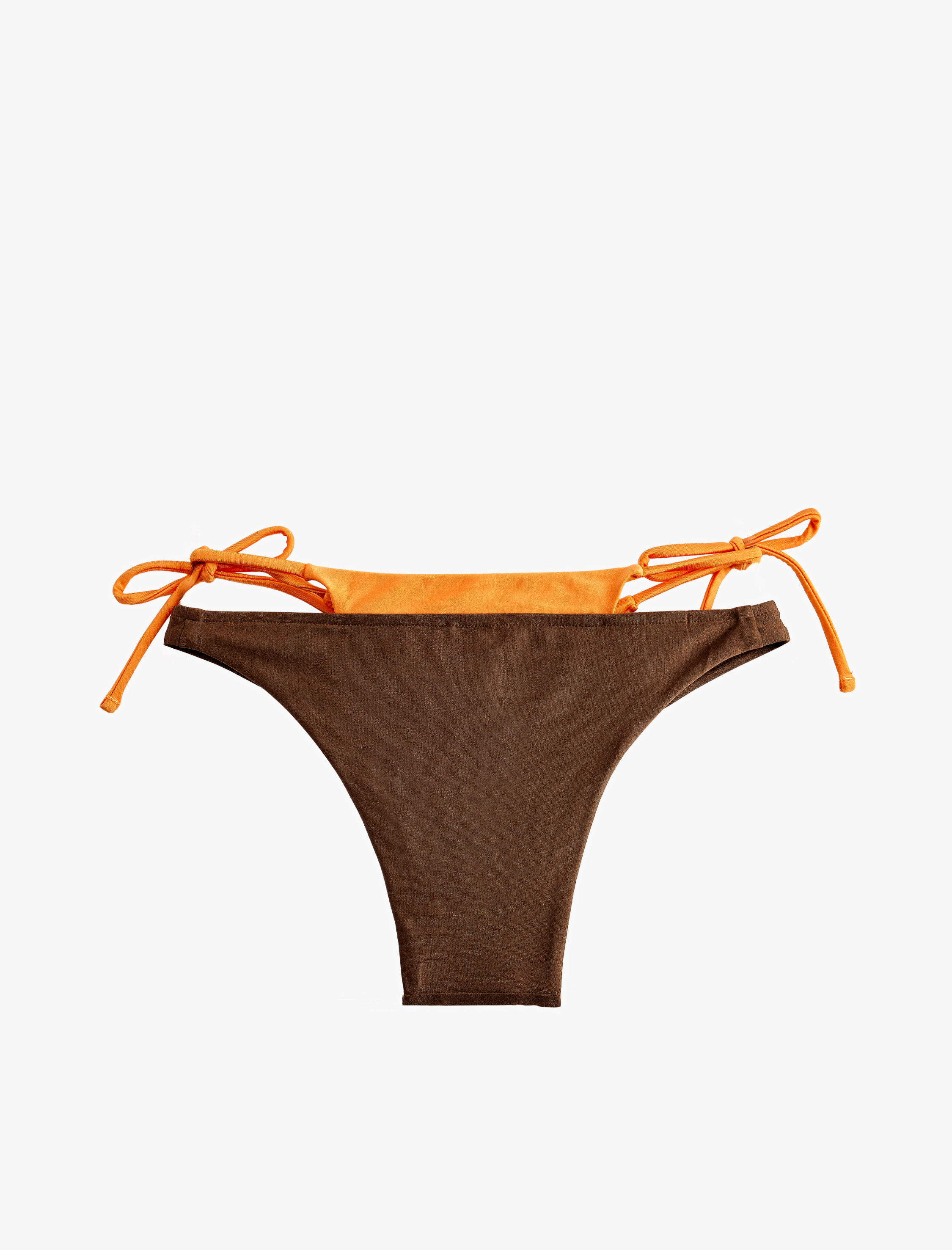   Renk Kontrastlı Çift Bel Katmanlı İpli Bikini Altı
