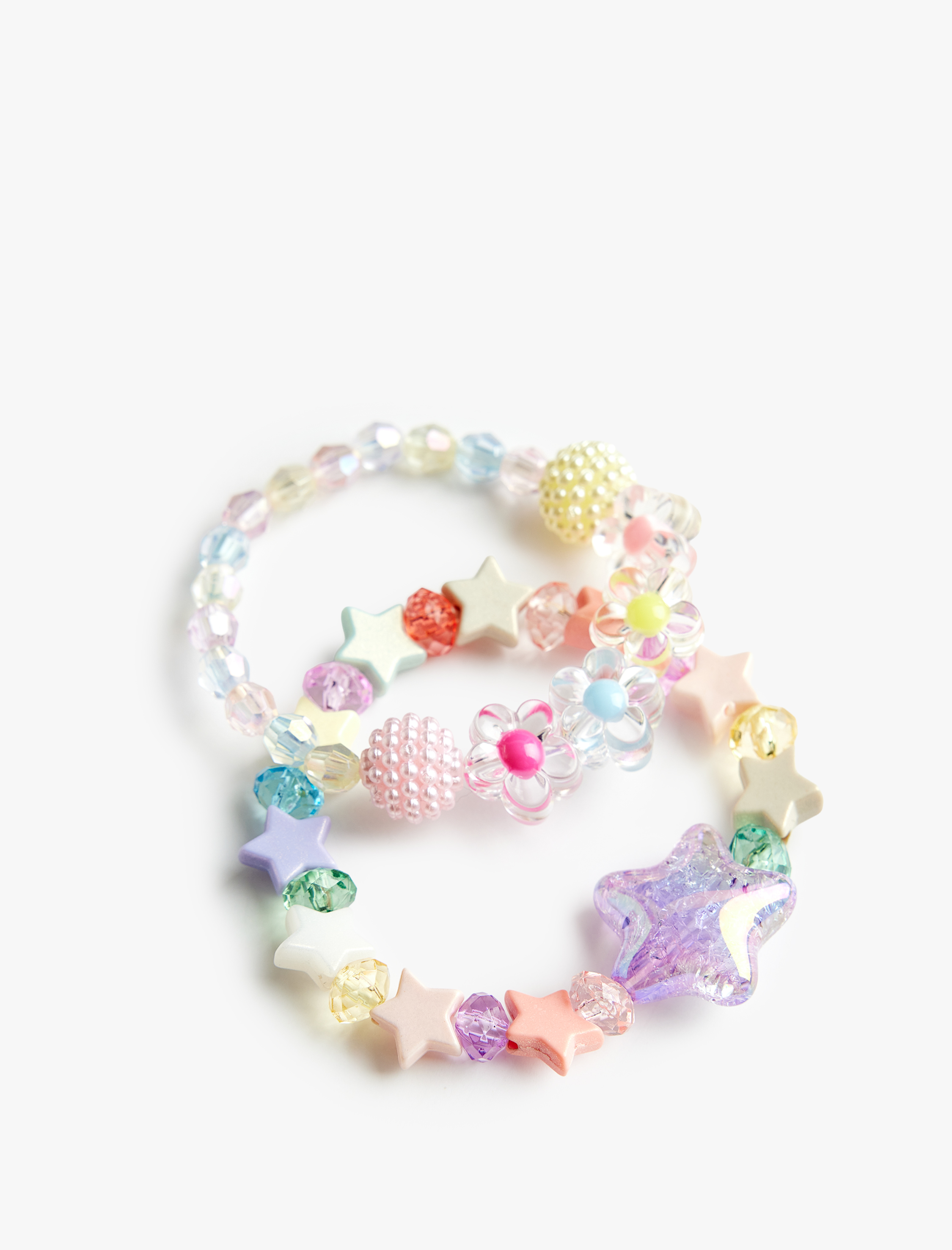  Kadın İnci Boncuk Detaylı Çiçekli 2'li Bileklik Seti