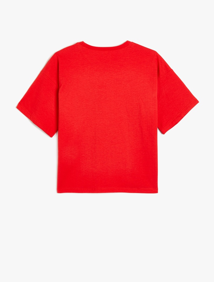 Kız Çocuk 23 Nisan Baskılı Tişört Bisiklet Yaka Kısa Kollu Pamuklu