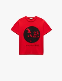 Pamuklu Atatürk Baskılı Bisiklet Yaka Kısa Kollu Tişört