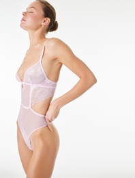 Dantel Detaylı Rahat Kalıp V Yaka Tül Askılı Bodysuit