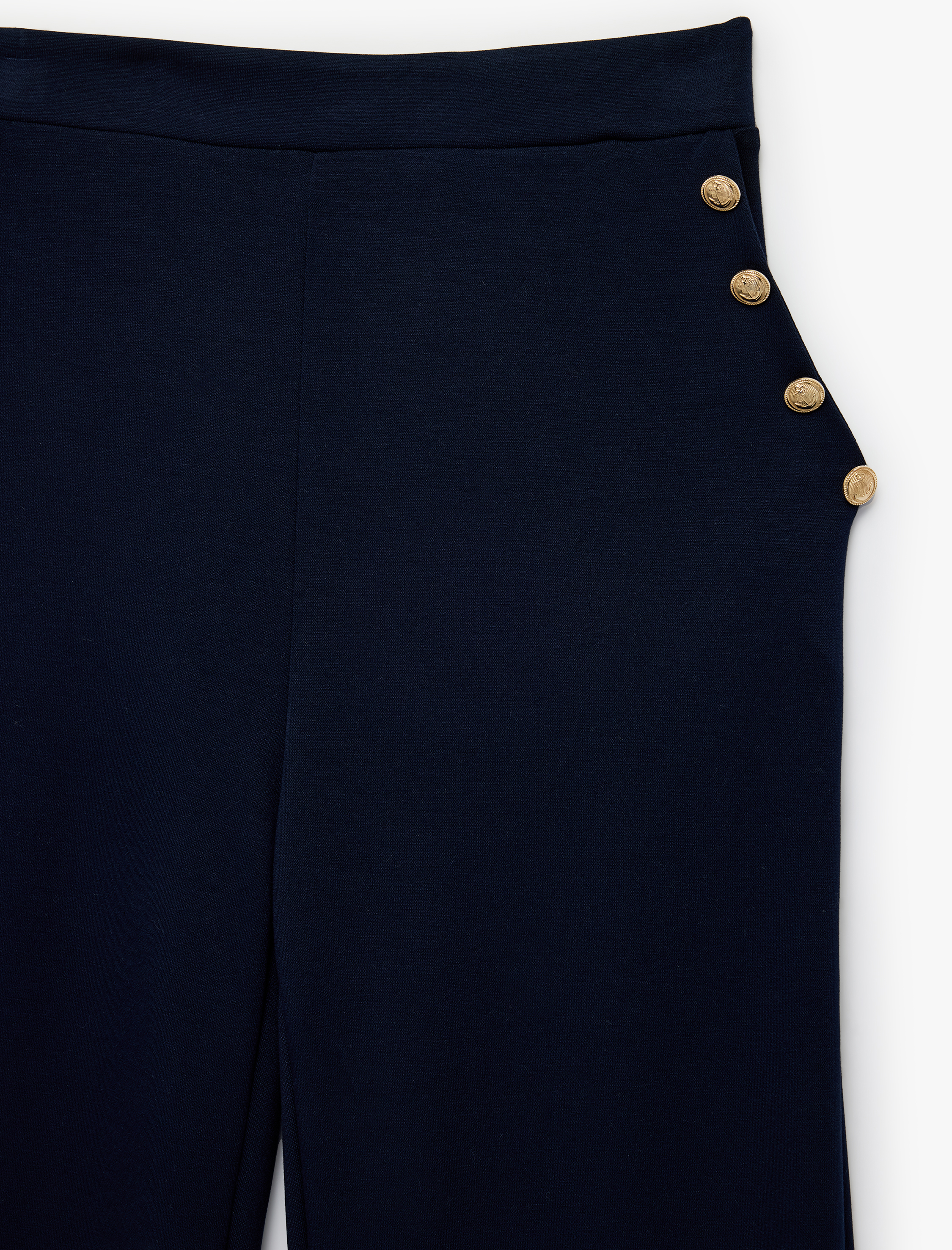 Düğme Detaylı Viskon Karışımlı Geniş Paça Pantolon - Görsel 5