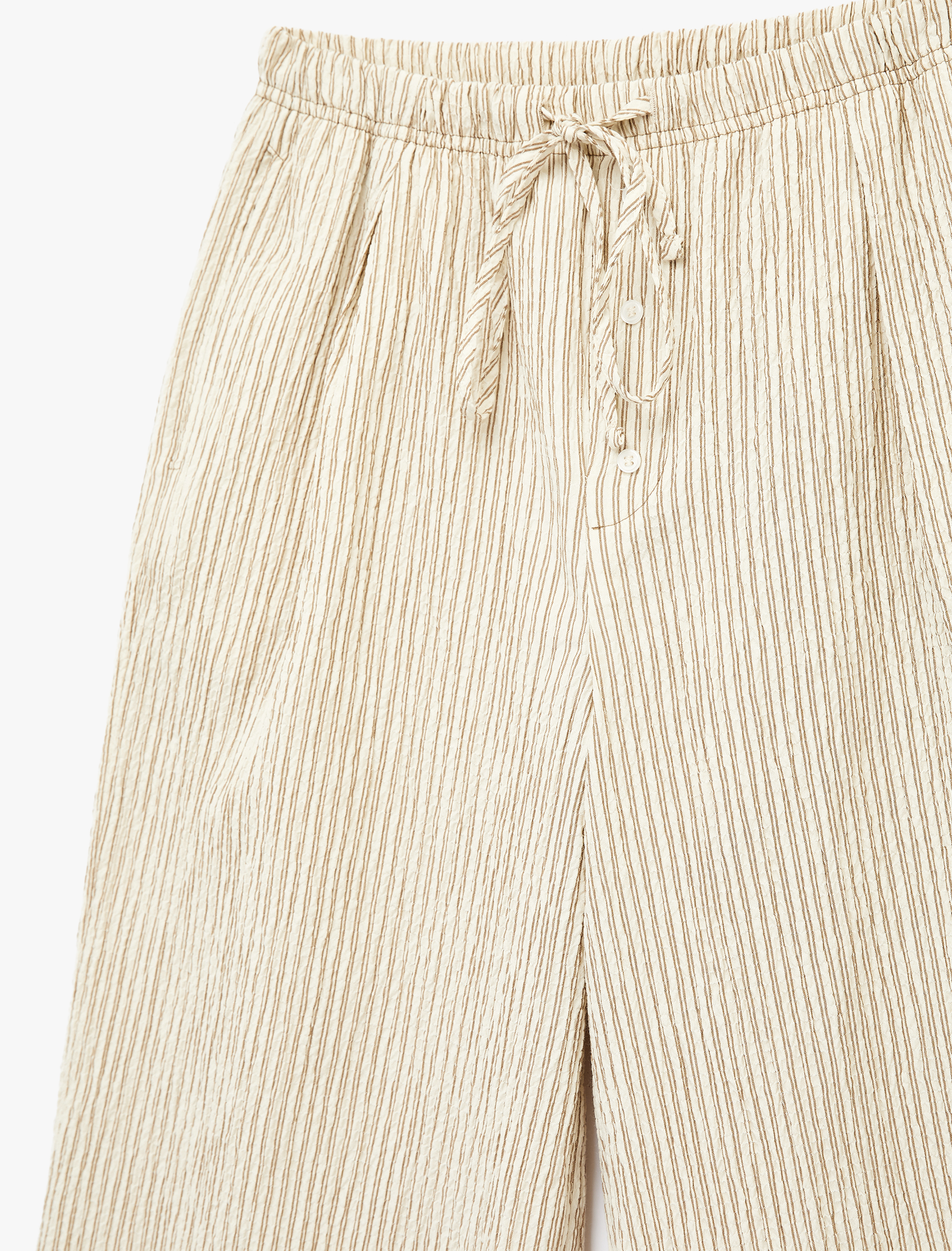   Beli Bağcıklı Viskon Karışımlı Geniş Paça Pantolon