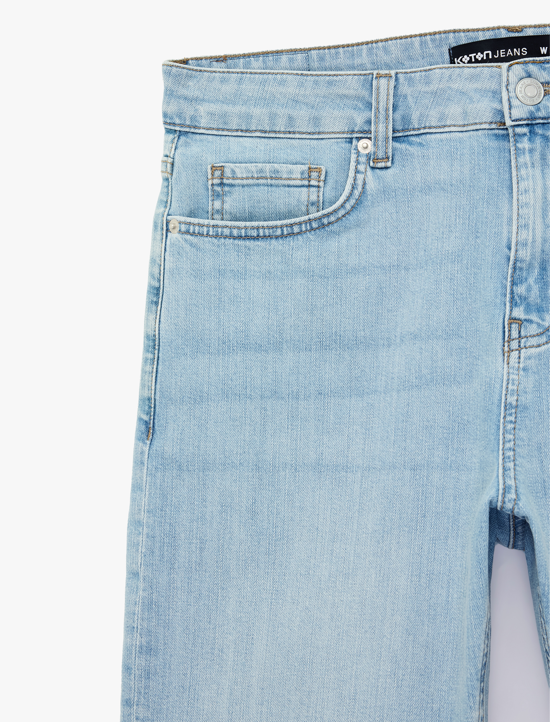   Normal Bel Pamuklu Bermuda Slim Fit Jean Şort