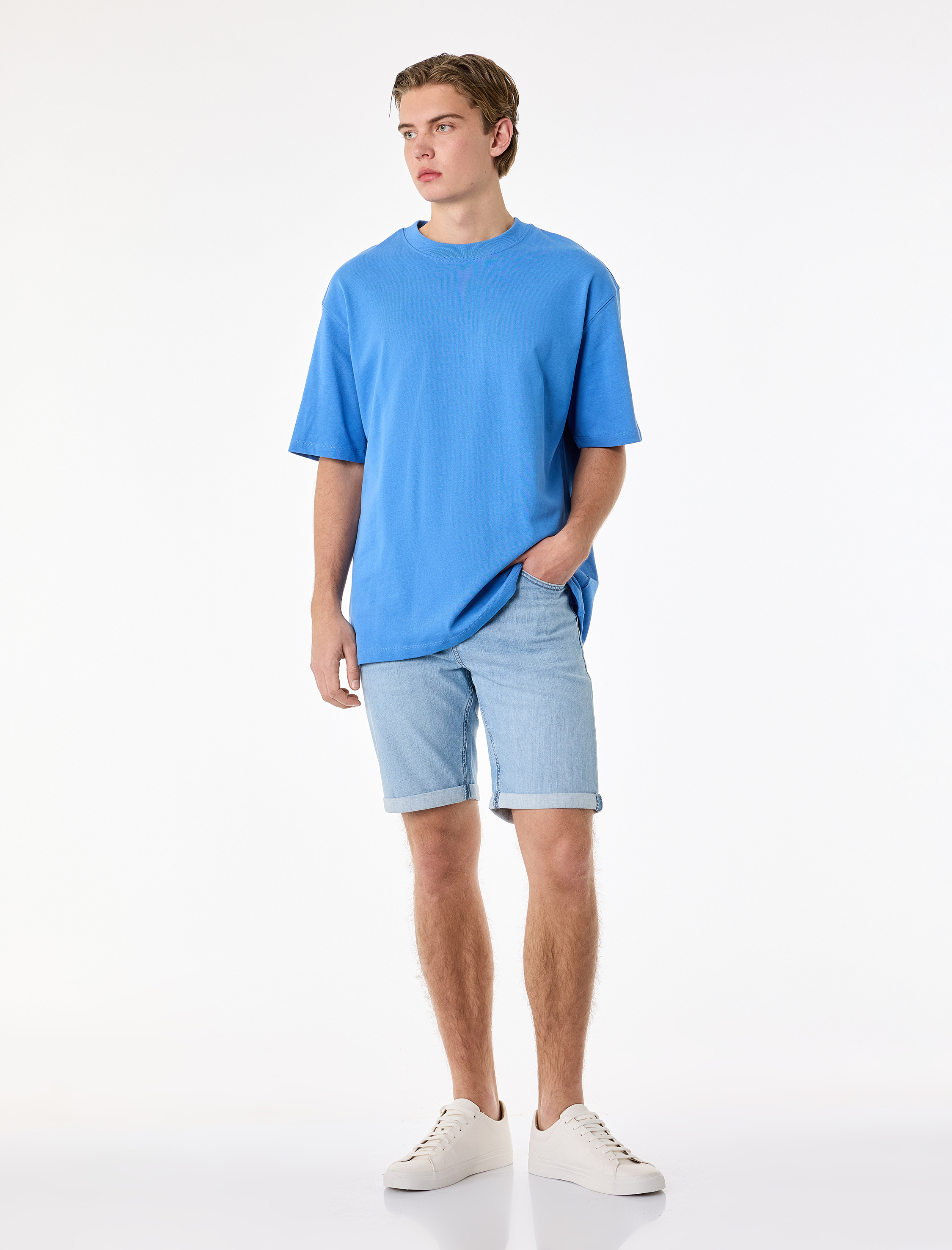   Normal Bel Pamuklu Bermuda Slim Fit Jean Şort