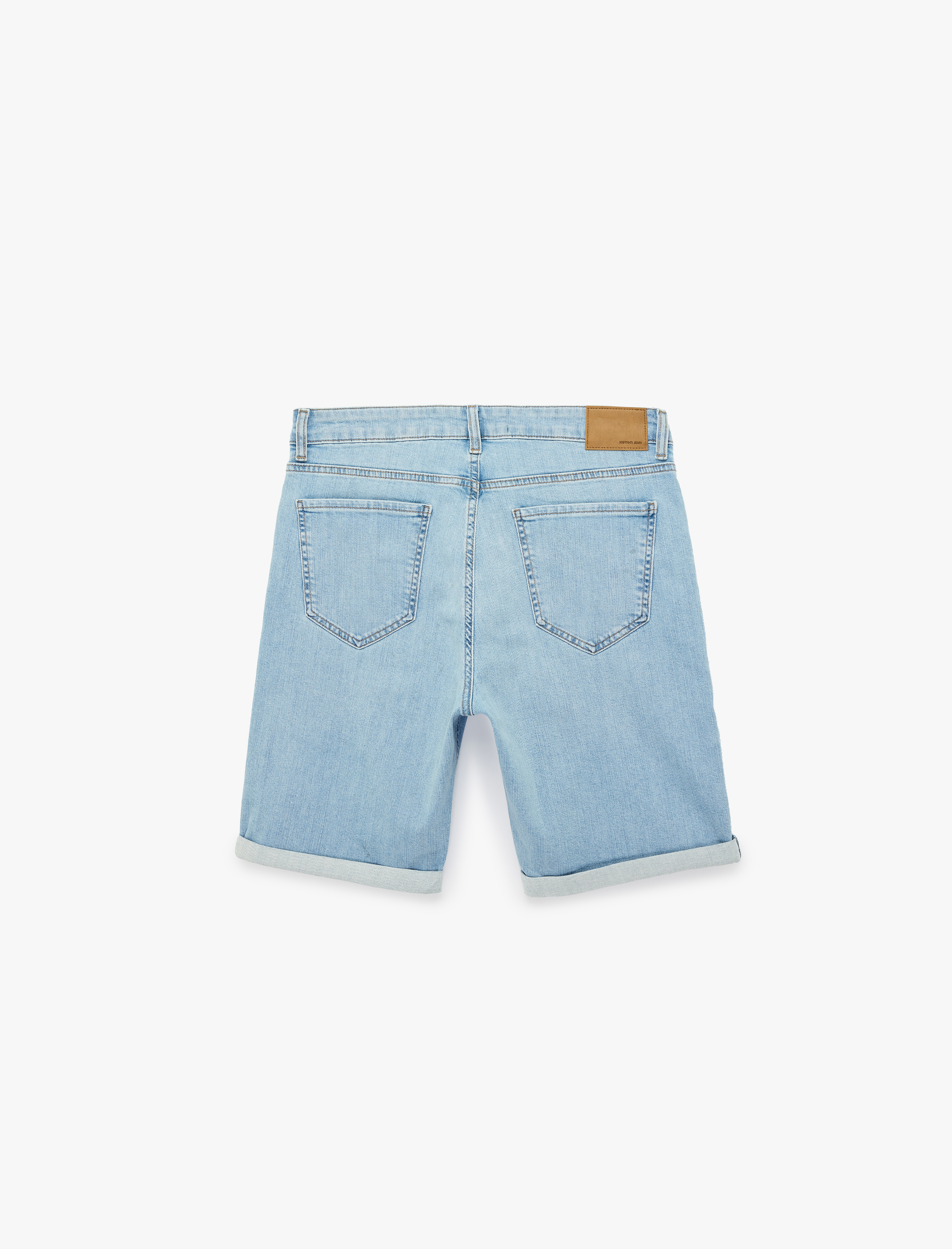   Normal Bel Pamuklu Bermuda Slim Fit Jean Şort
