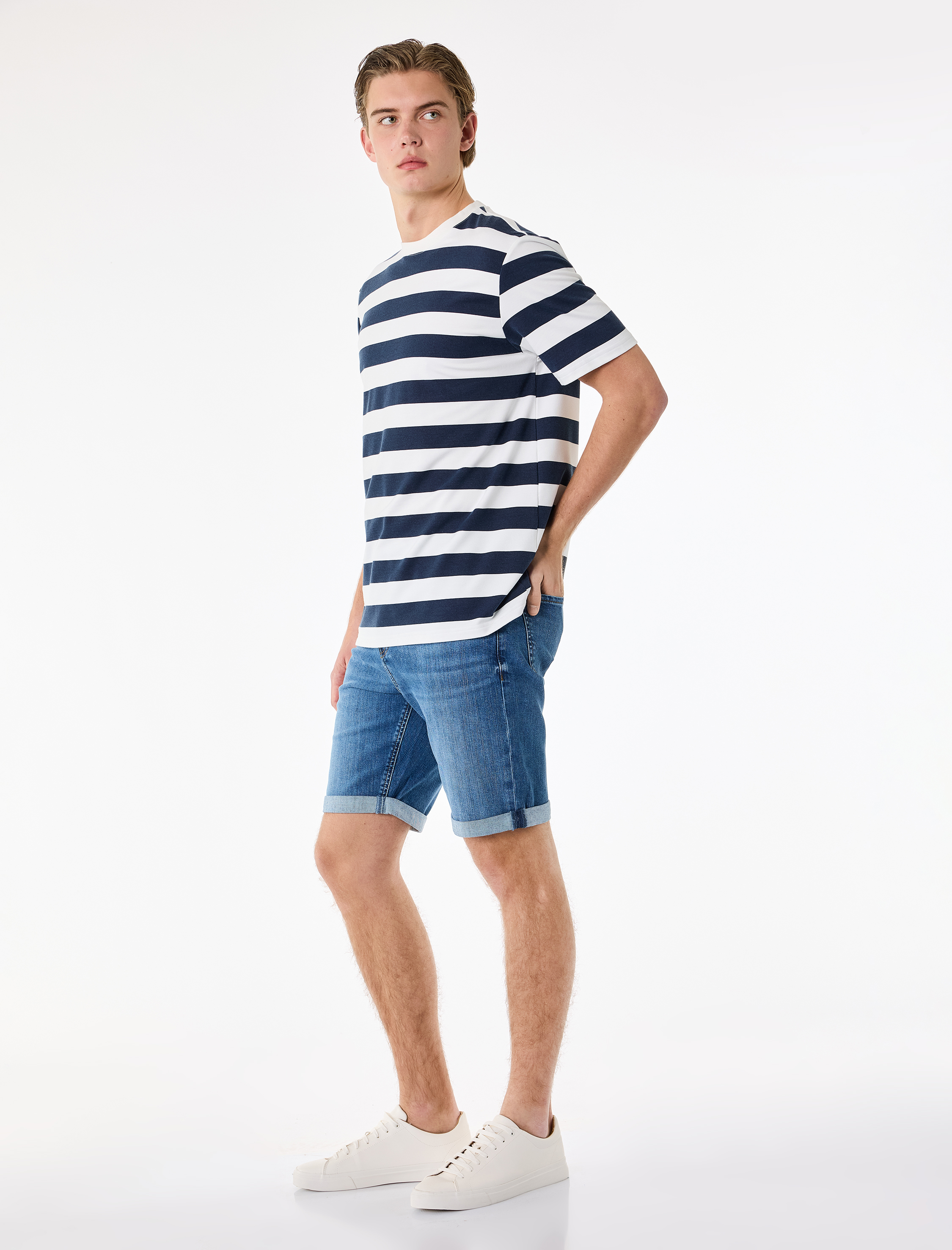   Normal Bel Pamuklu Bermuda Slim Fit Jean Şort