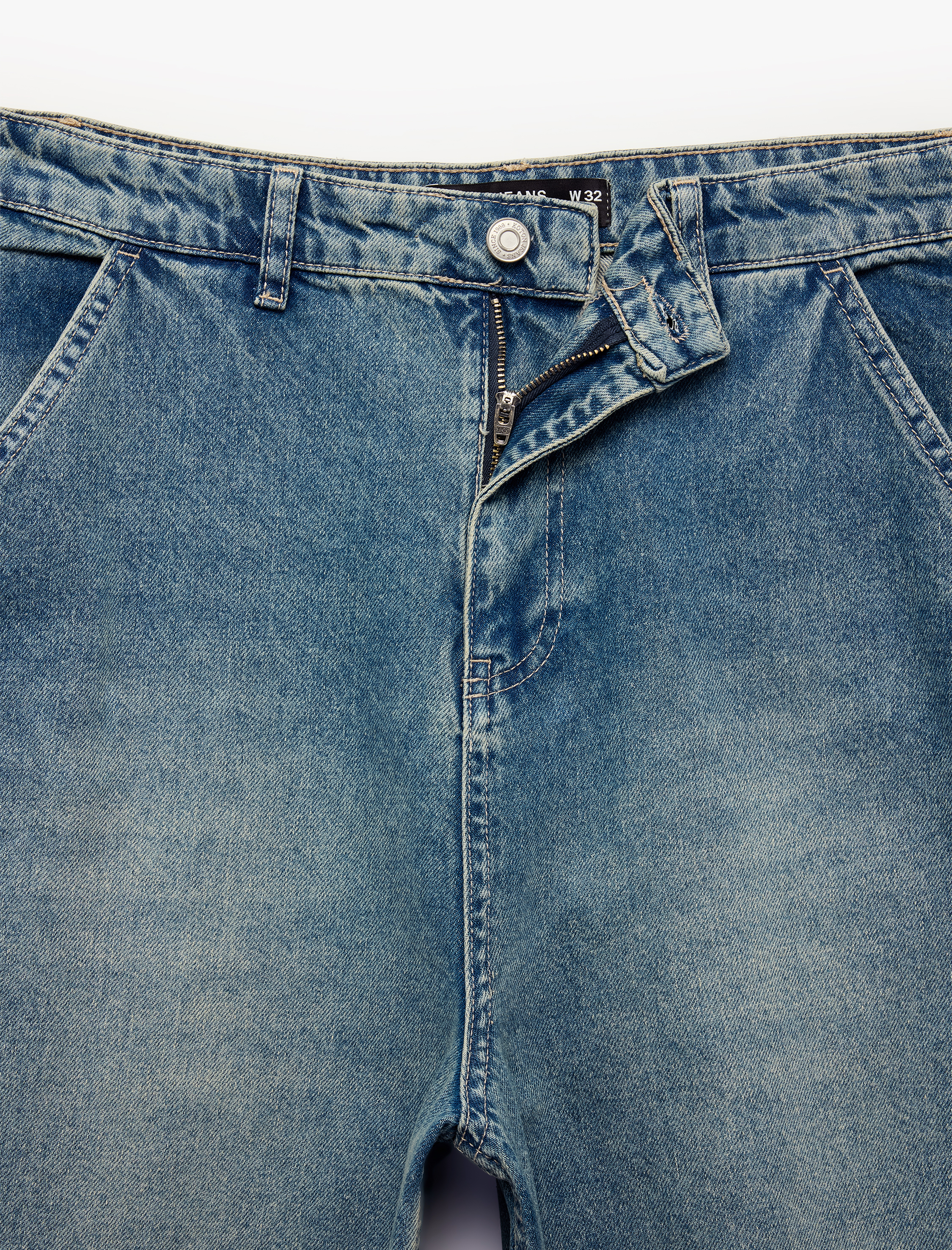   Pamuklu Cepli Oversize Normal Bel Bol Skater Jean Pantolon