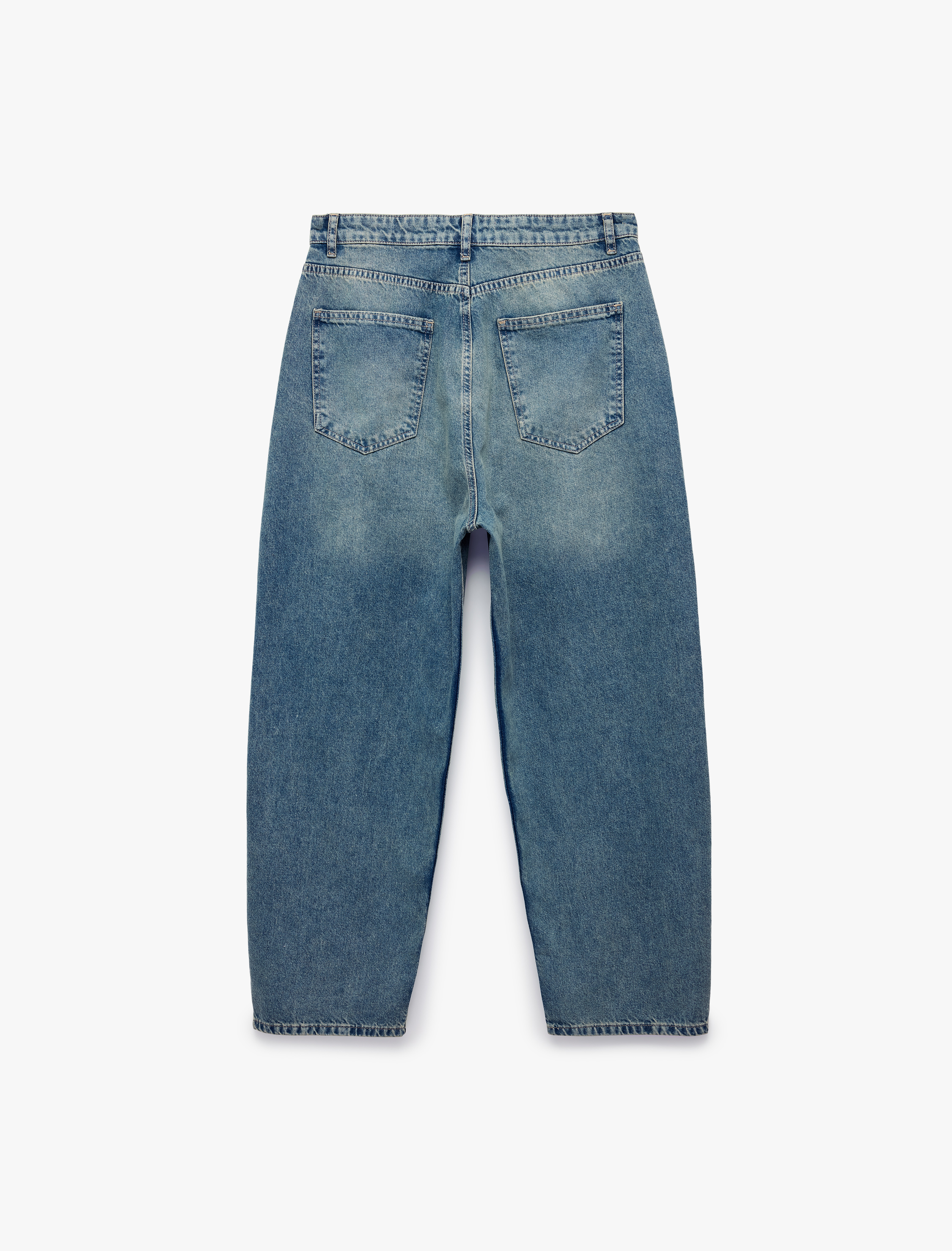   Pamuklu Cepli Oversize Normal Bel Bol Skater Jean Pantolon