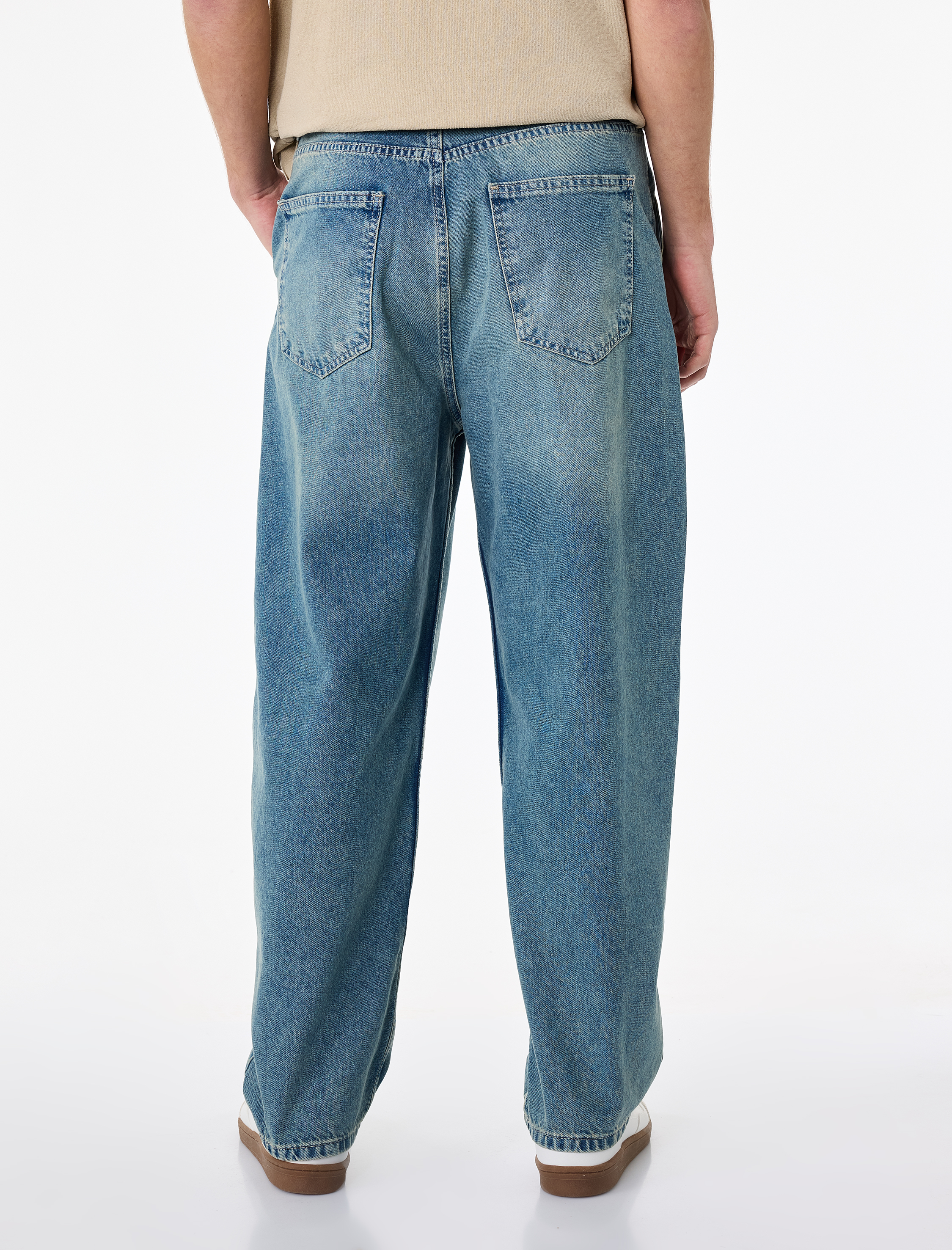   Pamuklu Cepli Oversize Normal Bel Bol Skater Jean Pantolon