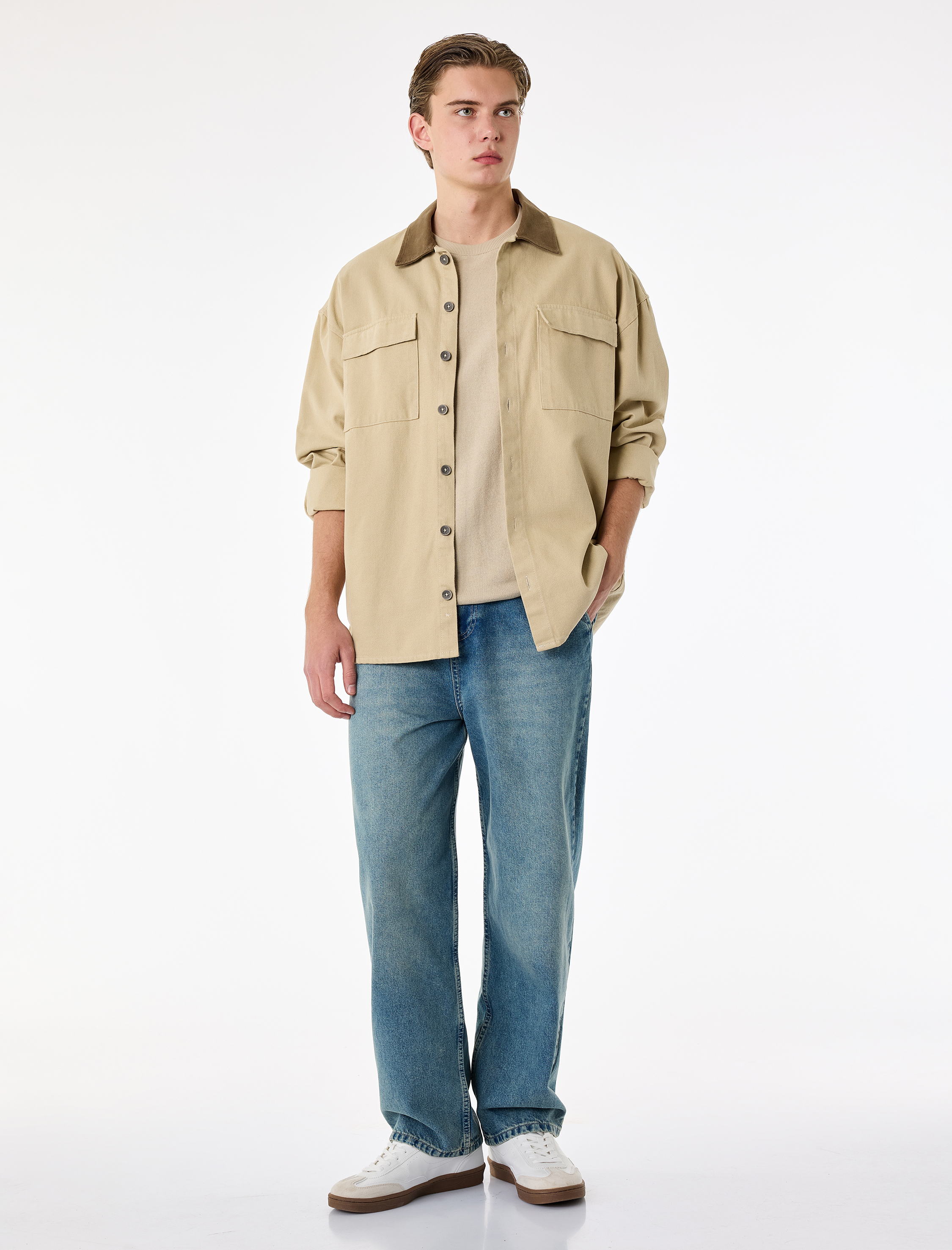   Pamuklu Cepli Oversize Normal Bel Bol Skater Jean Pantolon