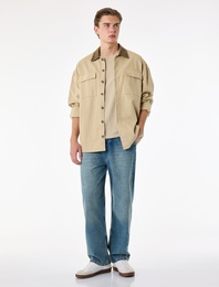 Pamuklu Cepli Oversize Normal Bel Bol Skater Jean Pantolon
