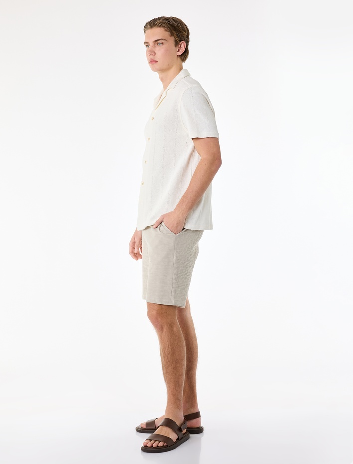  Pamuklu Cepli Bermuda Beli Bağcıklı Şort