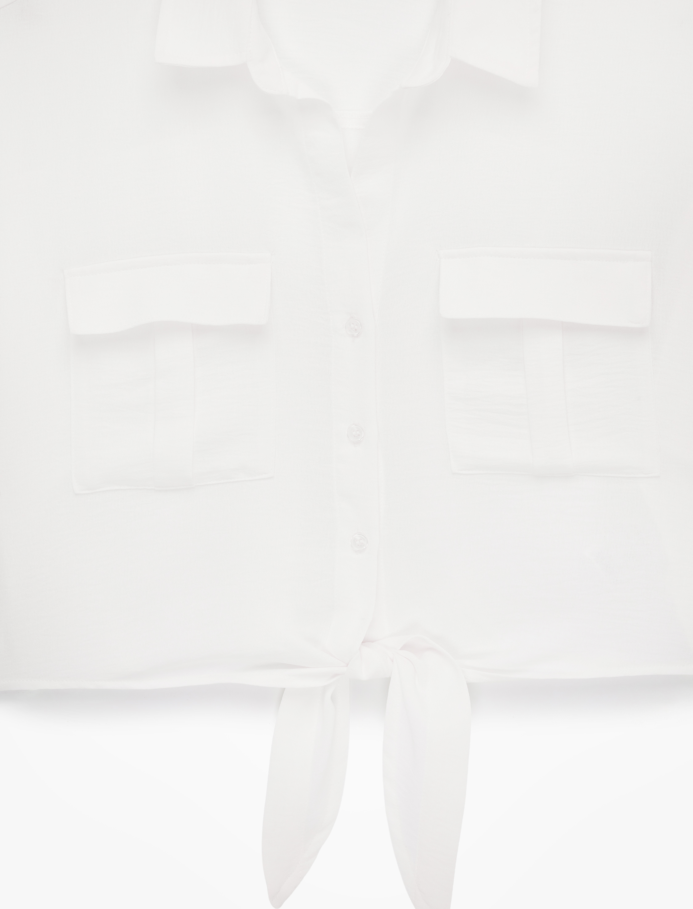 Aerobin Kumaş Rahat Kalıp Kısa Kollu Bağlama Detaylı Cepli Yazlık Gömlek - Görsel 5