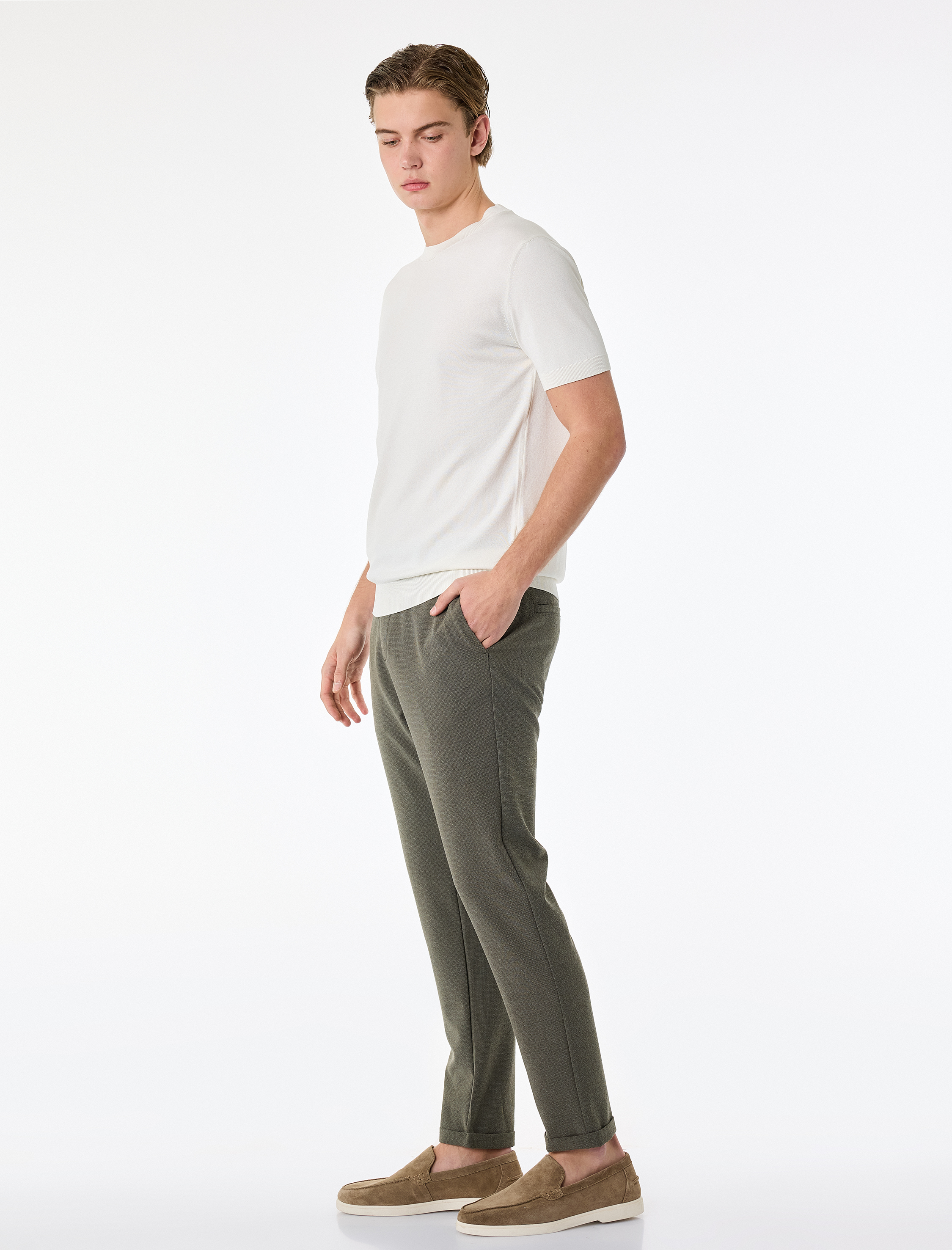 Duble Paça Cepli Viskon Karışımlı Beli Bağcıklı Düğmeli Kumaş Pantolon - Görsel 2