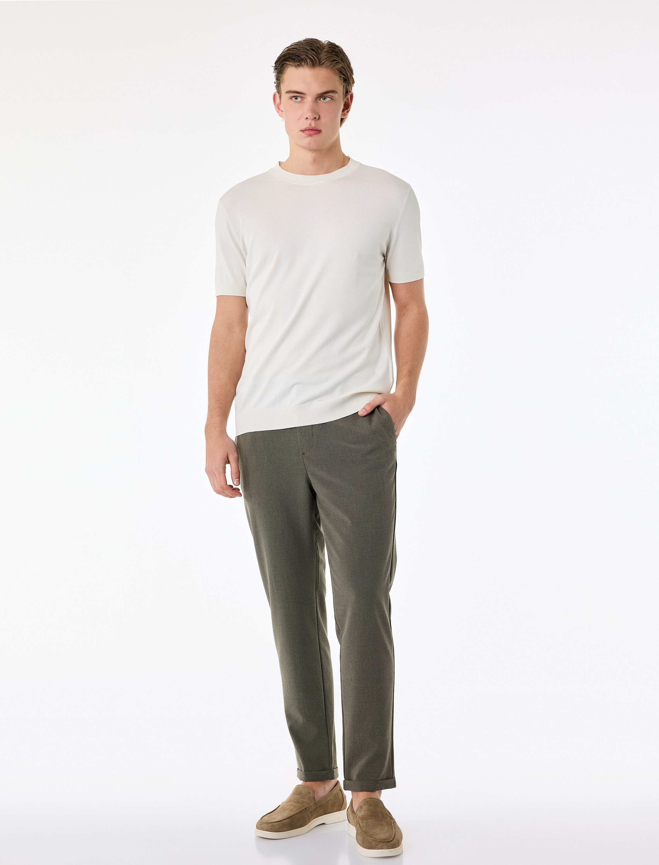 Duble Paça Cepli Viskon Karışımlı Beli Bağcıklı Düğmeli Kumaş Pantolon